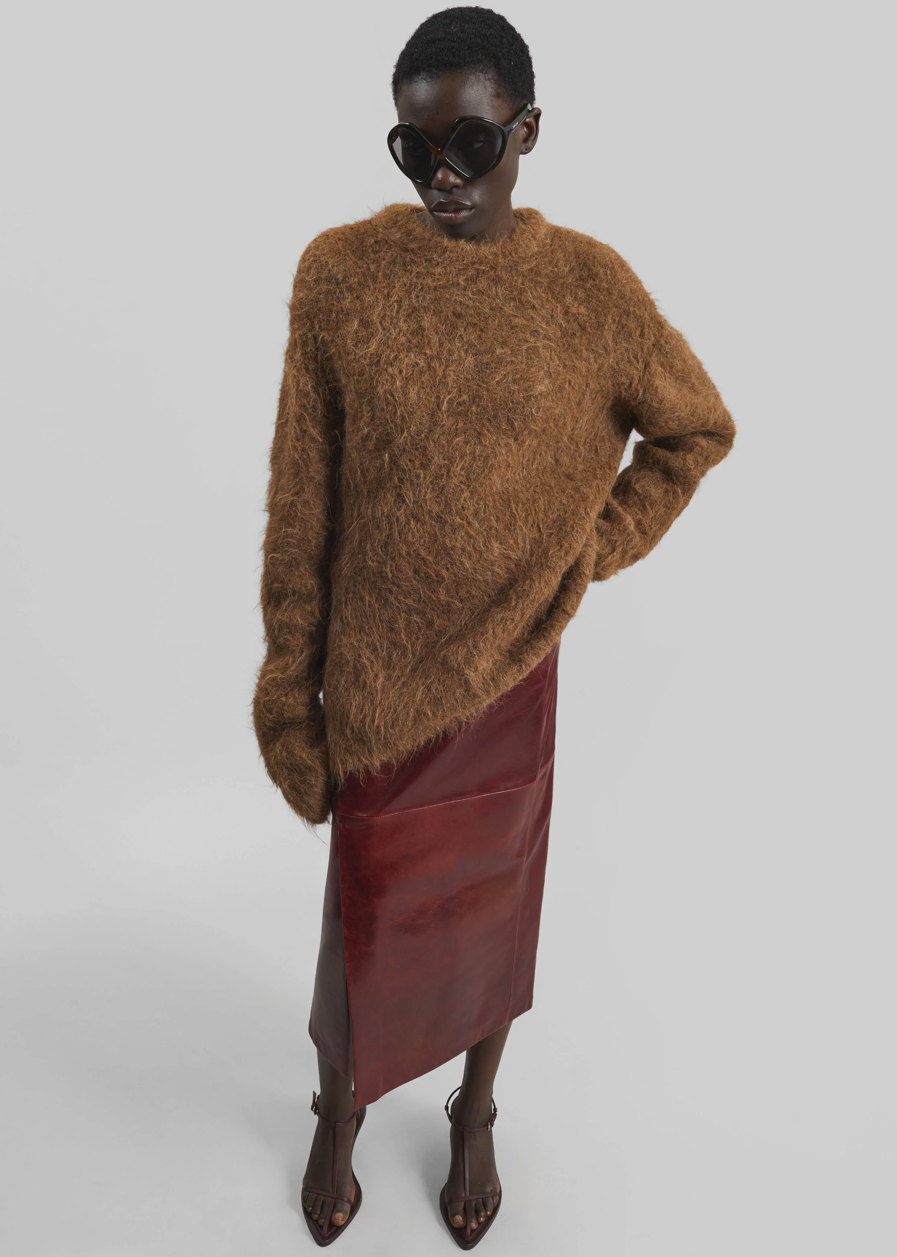 Sportmax Comma Leather Skirt - Bordeaux