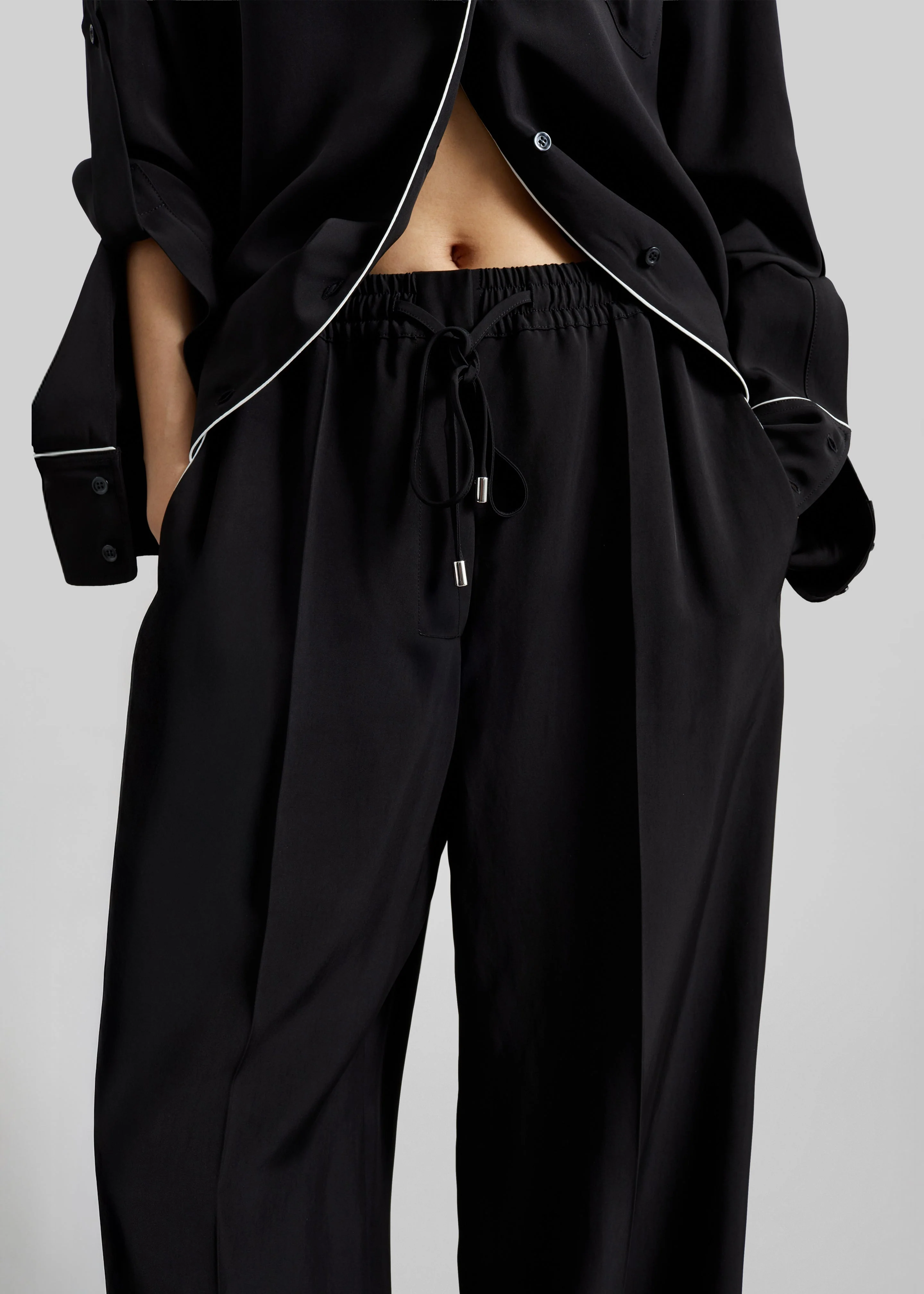 Sportmax Rivetto Satin Joggers - Black - Image 4