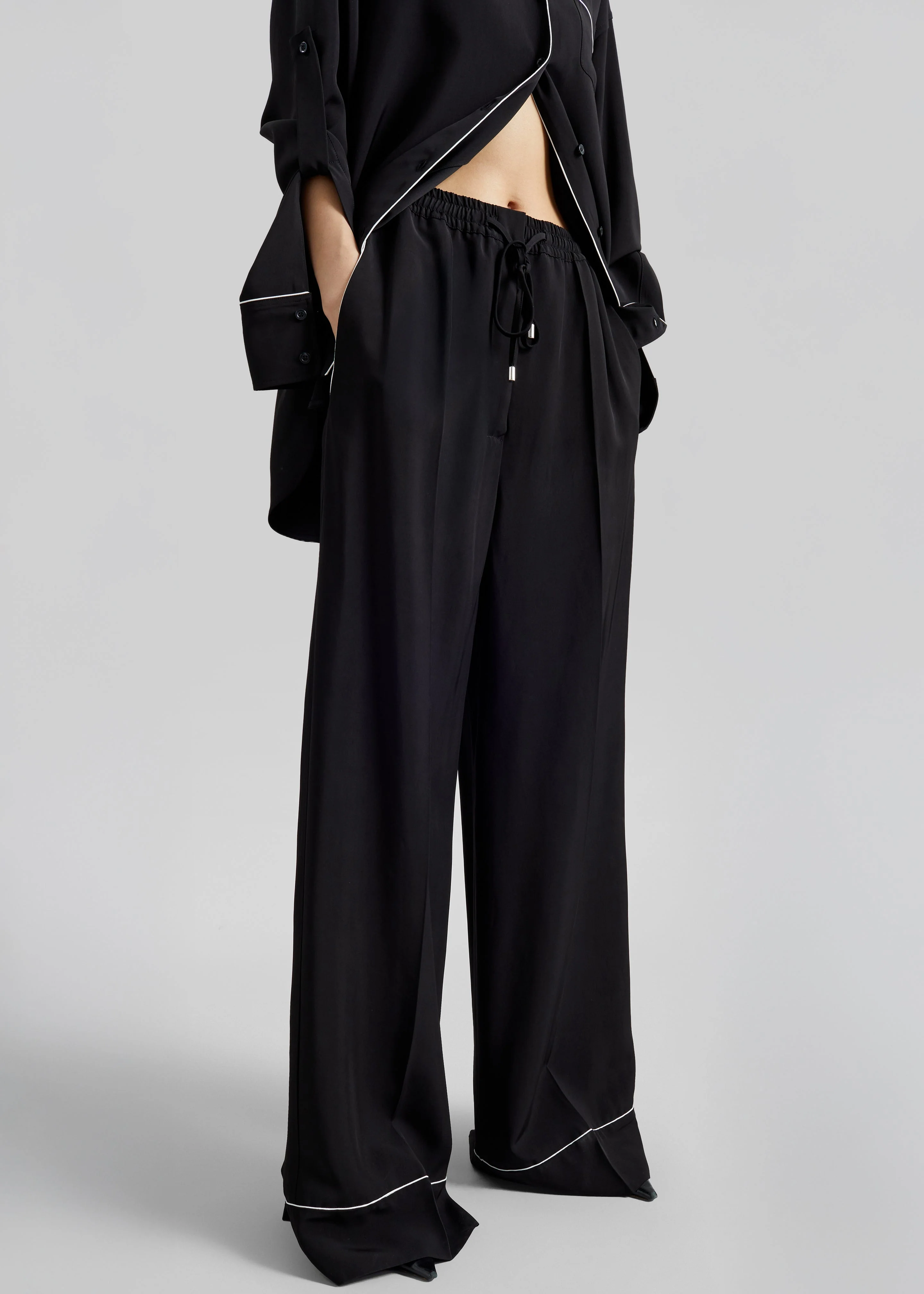 Sportmax Rivetto Satin Joggers - Black - Image 5