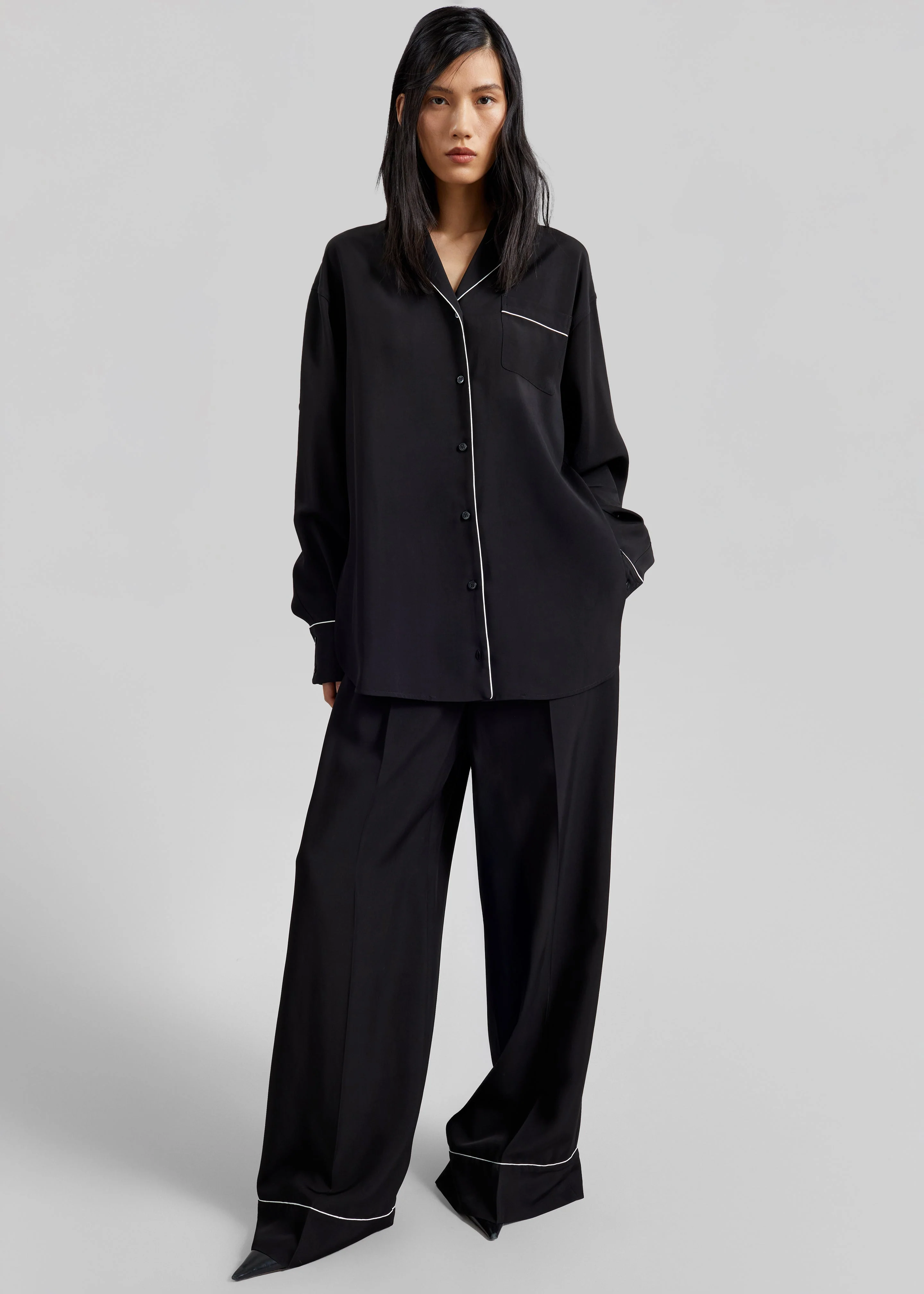 Sportmax Rivetto Satin Joggers - Black - Image 6
