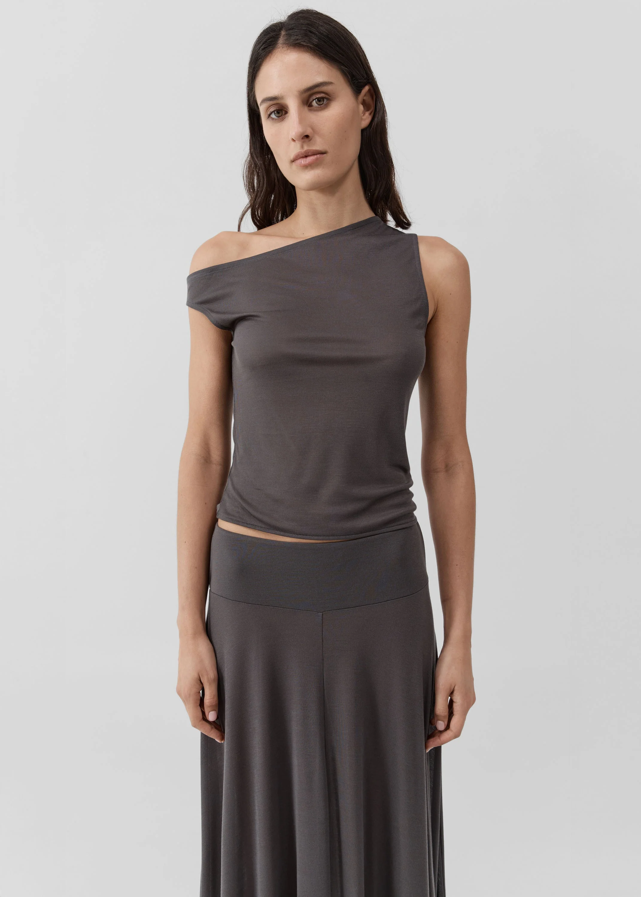 St. Agni Fine Jersey Asymm Top - Soot