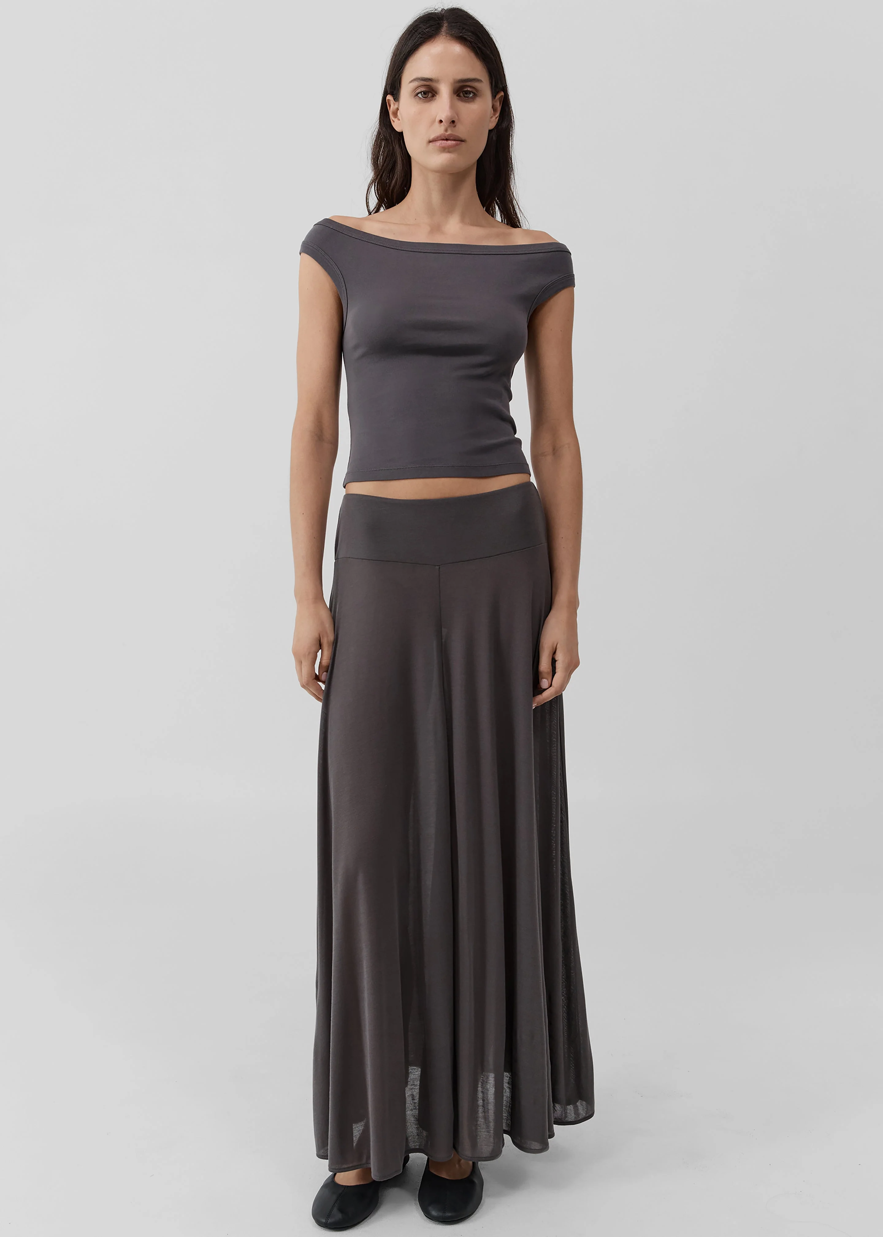 St. Agni Fluid Jersey Skirt - Soot - Image 4