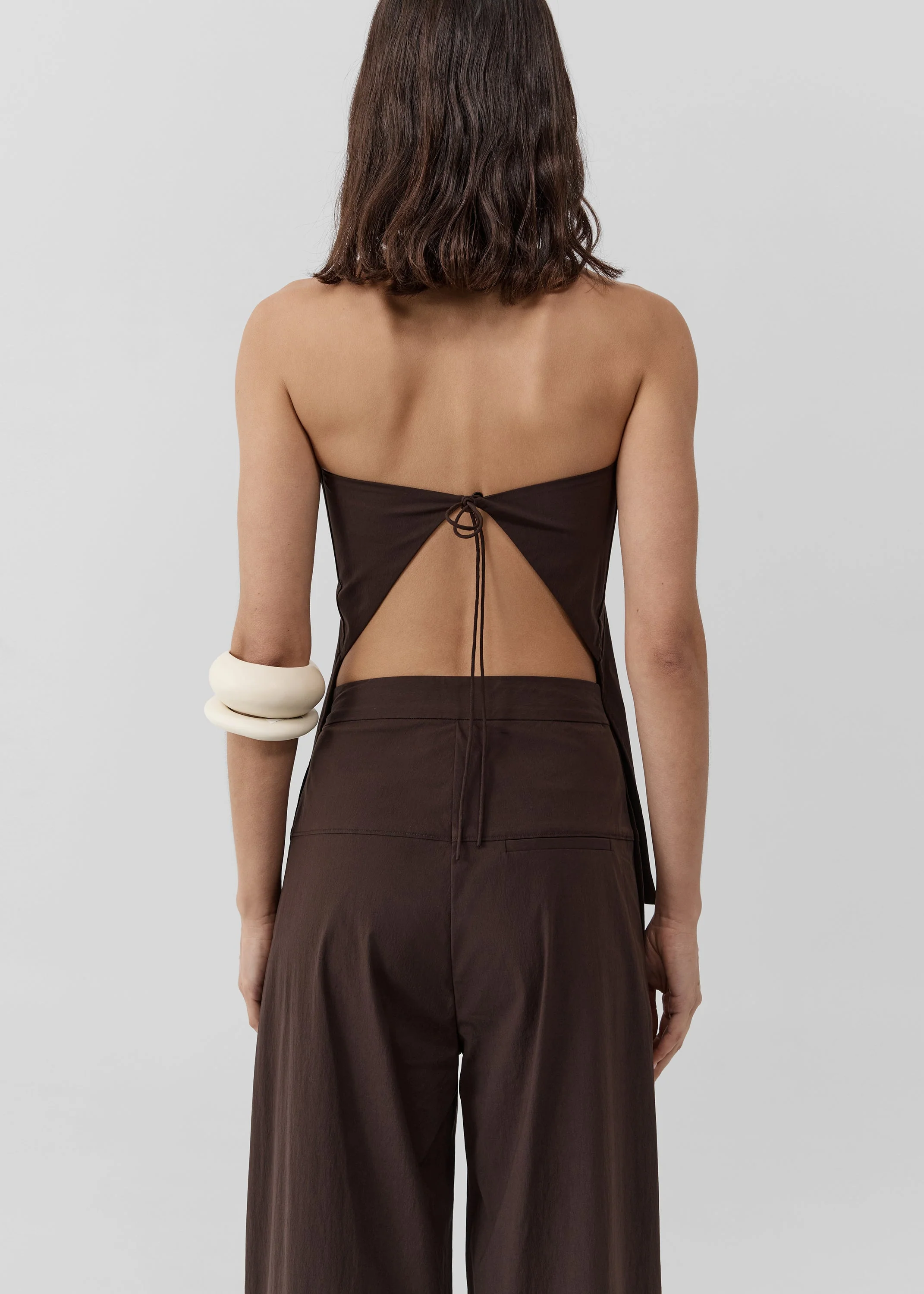 St. Agni Strapless Rouleau Tie Top - Bark - Image 2