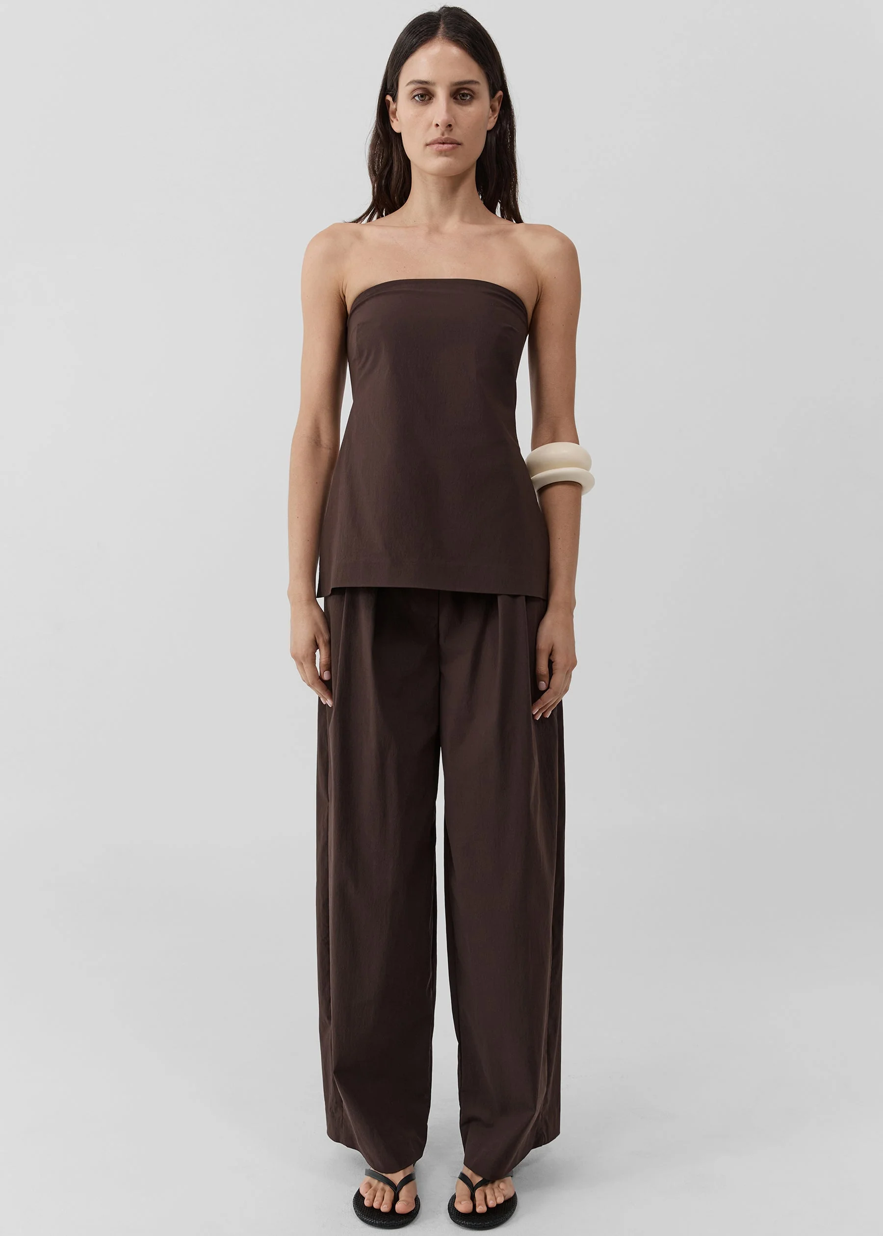 St. Agni Strapless Rouleau Tie Top - Bark - Image 3