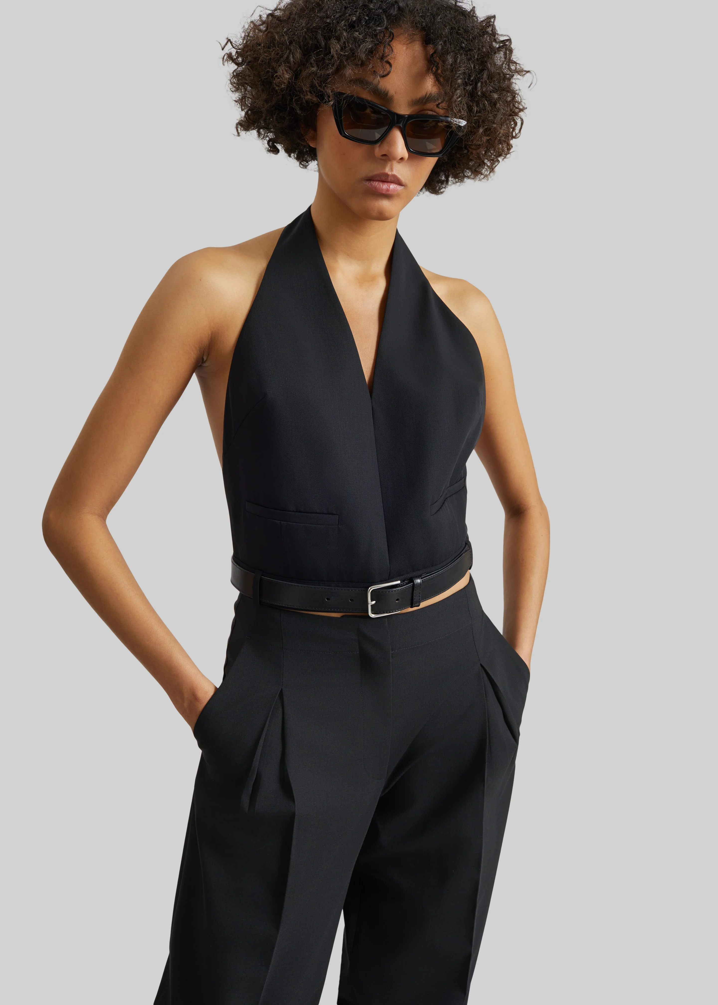 St. Agni Upside Down Halter Top - Black