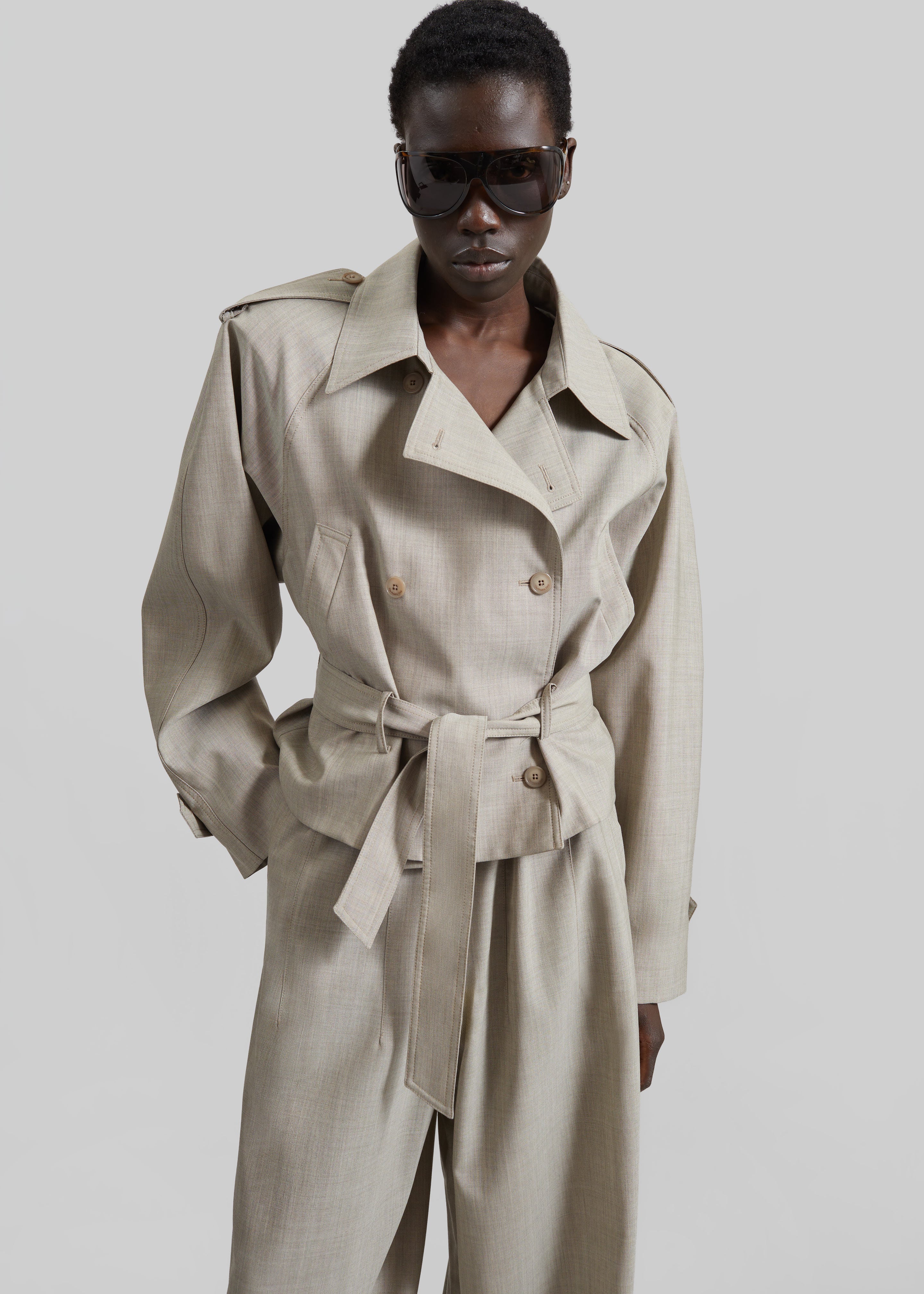 Stan Cropped Trench - Beige Melange - Image 3