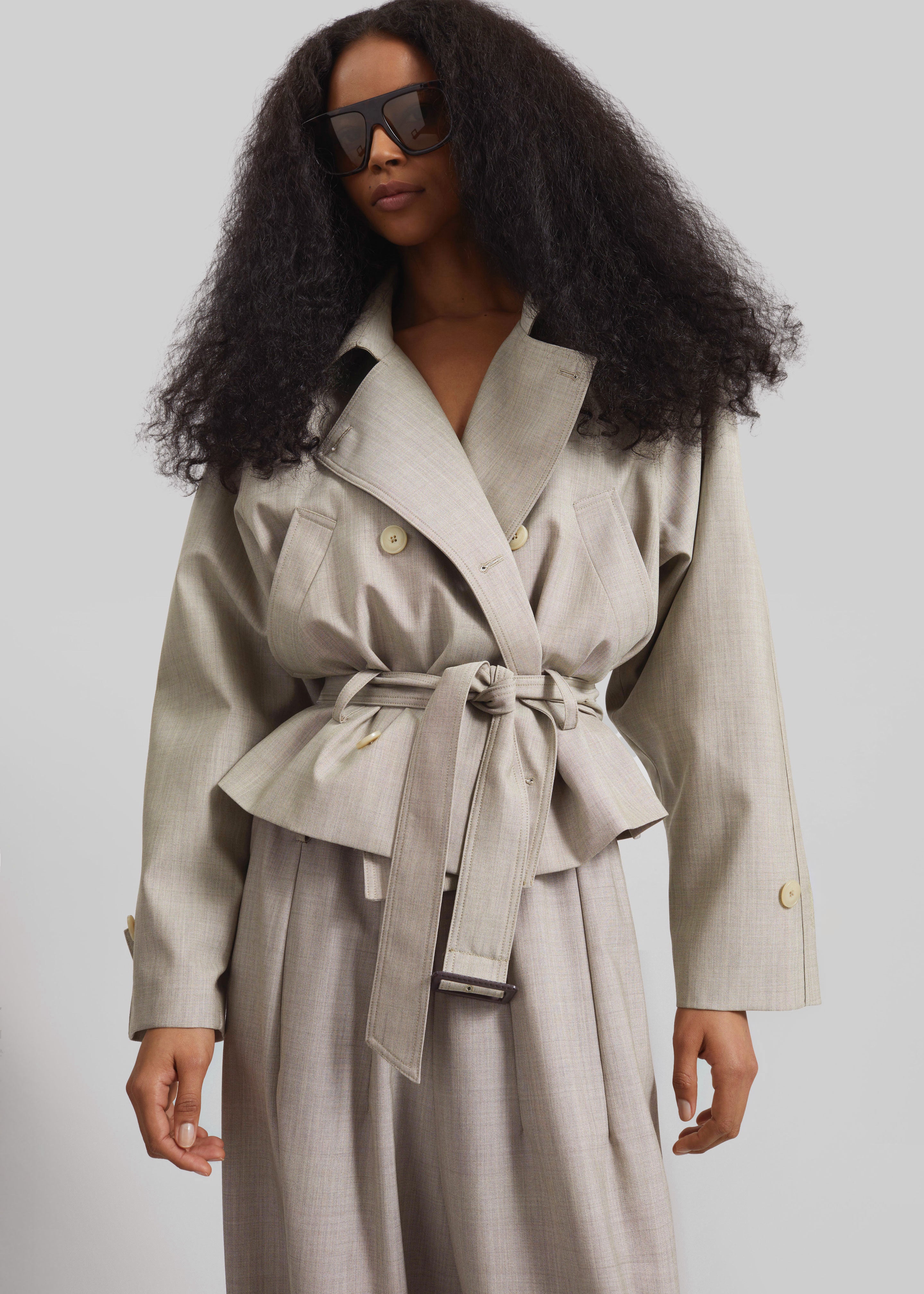 Stan Cropped Trench - Beige Melange - Image 8