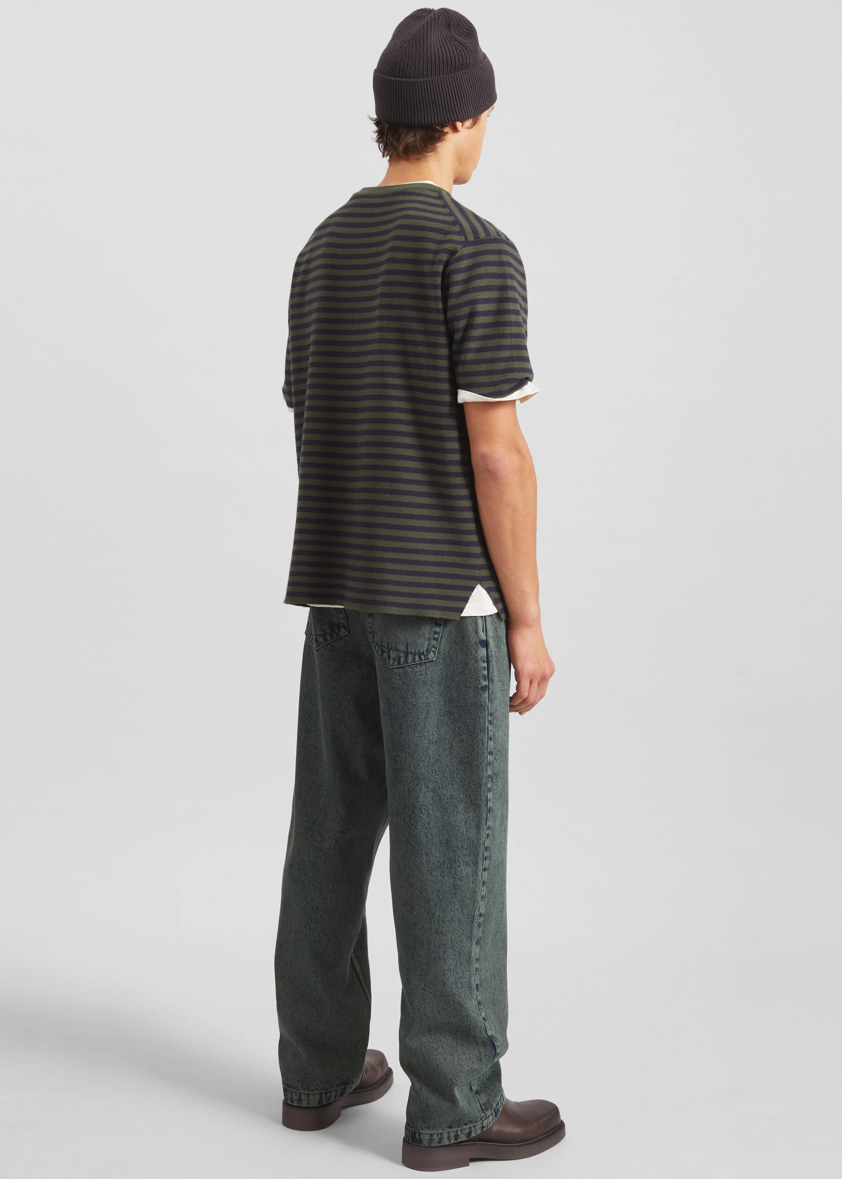 Stanmore Knit T-Shirt - Green/Blue Stripe - Image 6