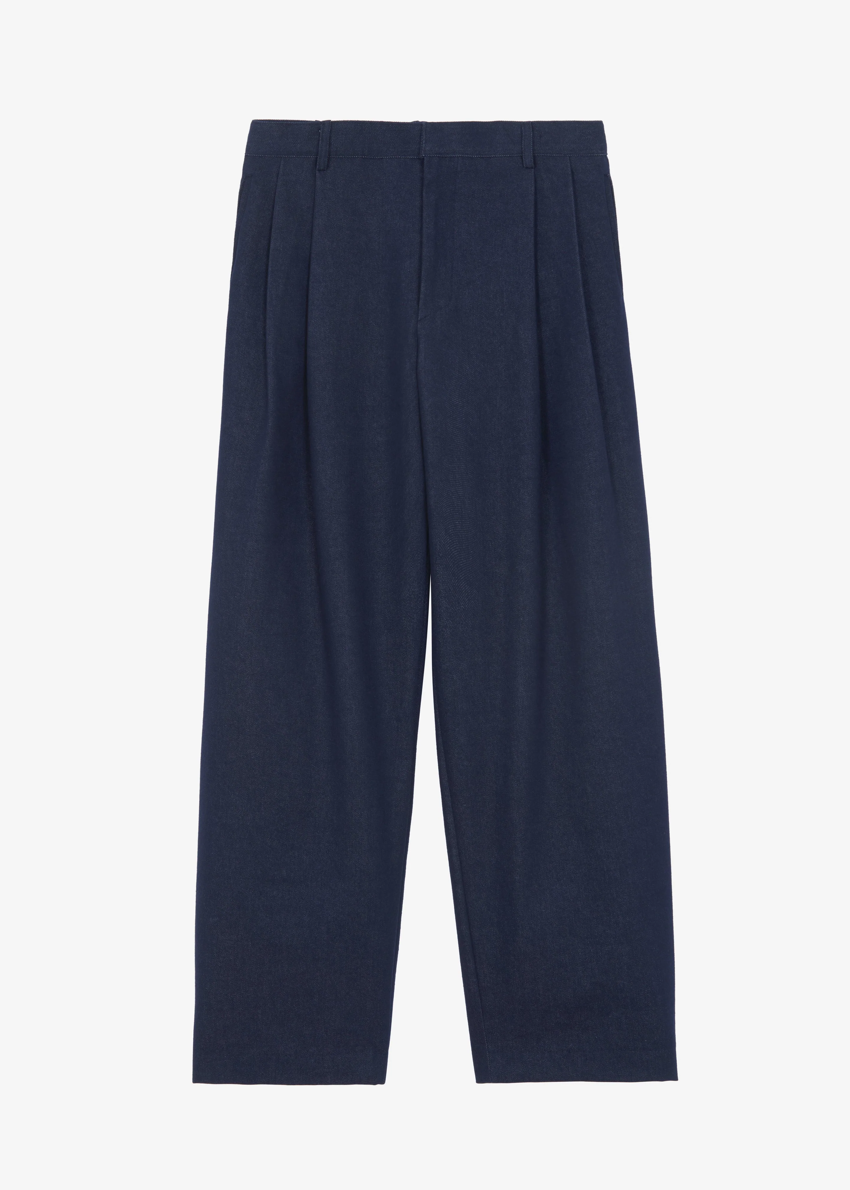 Stephen Pleated Denim Trousers - Navy - Image 9