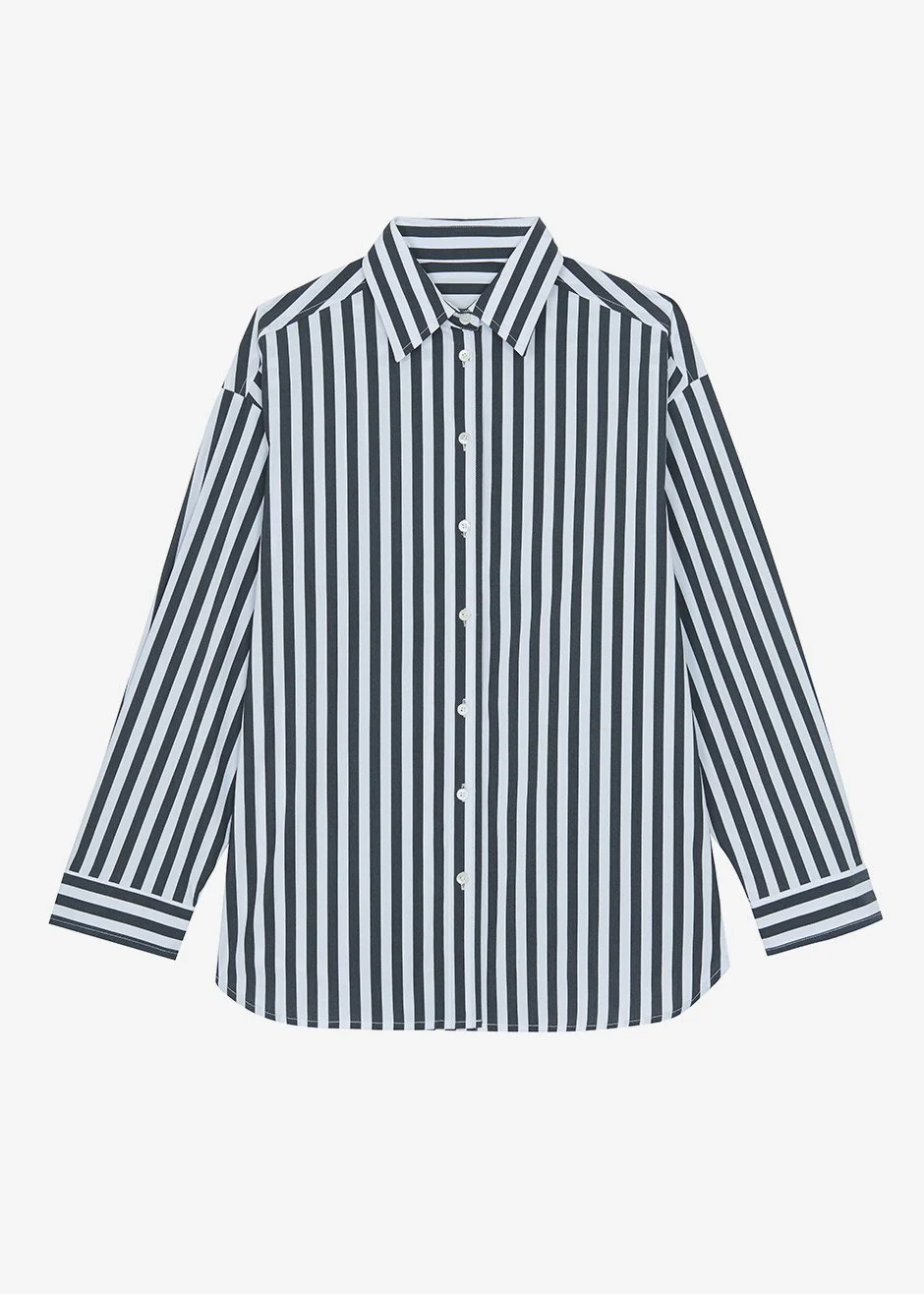 Sylvia Oxford Shirt - Black/White Stripe - Image 11