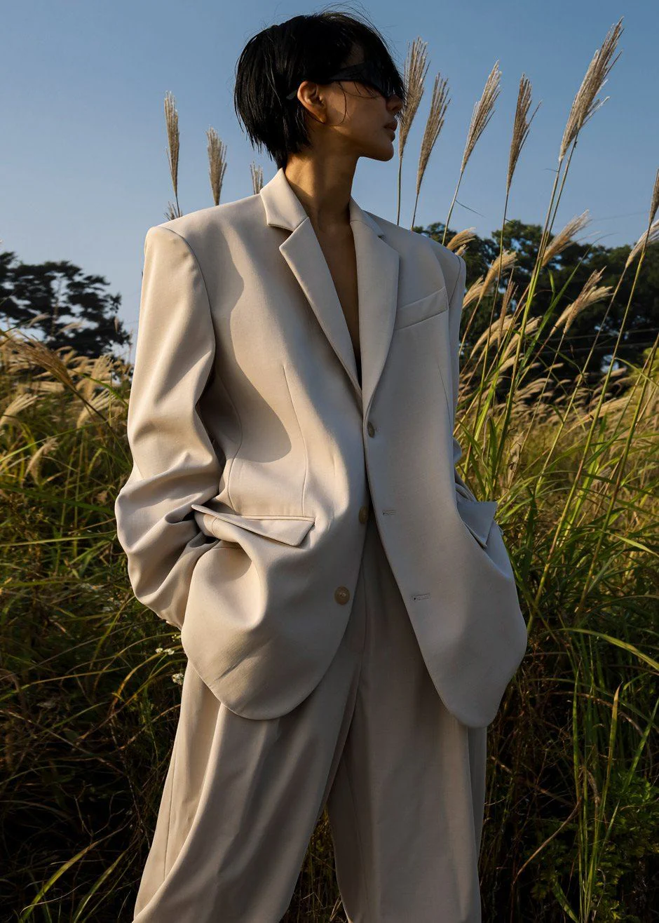 Tansy Oversized Blazer - Beige - Image 10