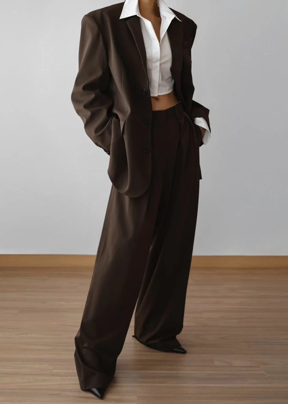 Tansy Oversized Blazer - Chocolate - Image 4
