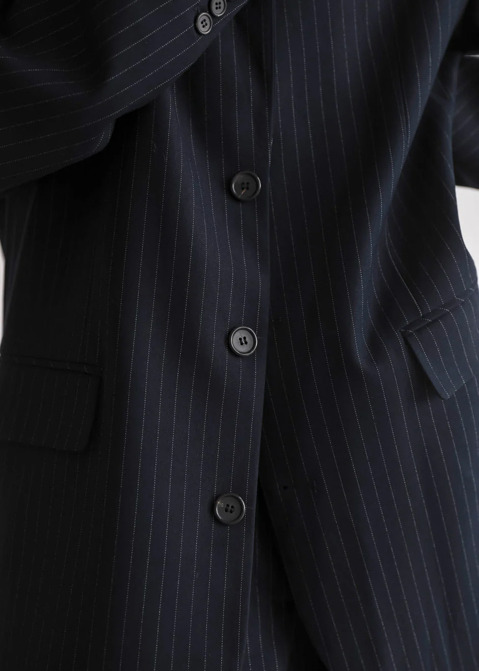 Tansy Oversized Blazer - Navy Pinstripe - Image 8