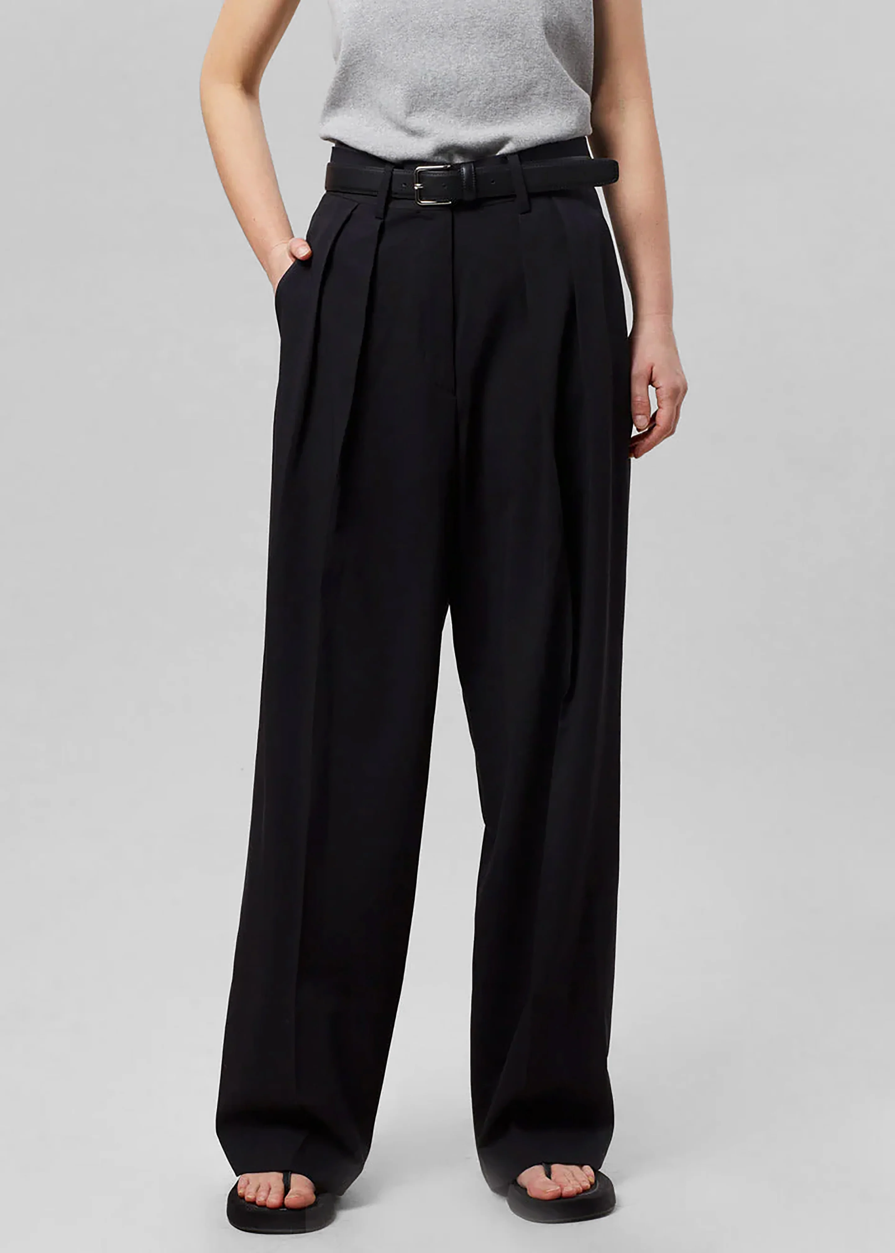 Tansy Pleated Trousers - Black - Image 4