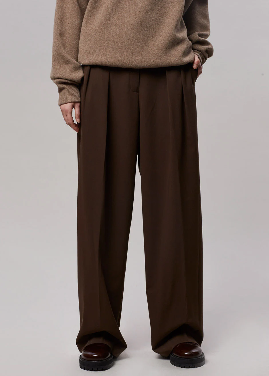 Tansy Pleated Trousers - Chocolate - Image 11