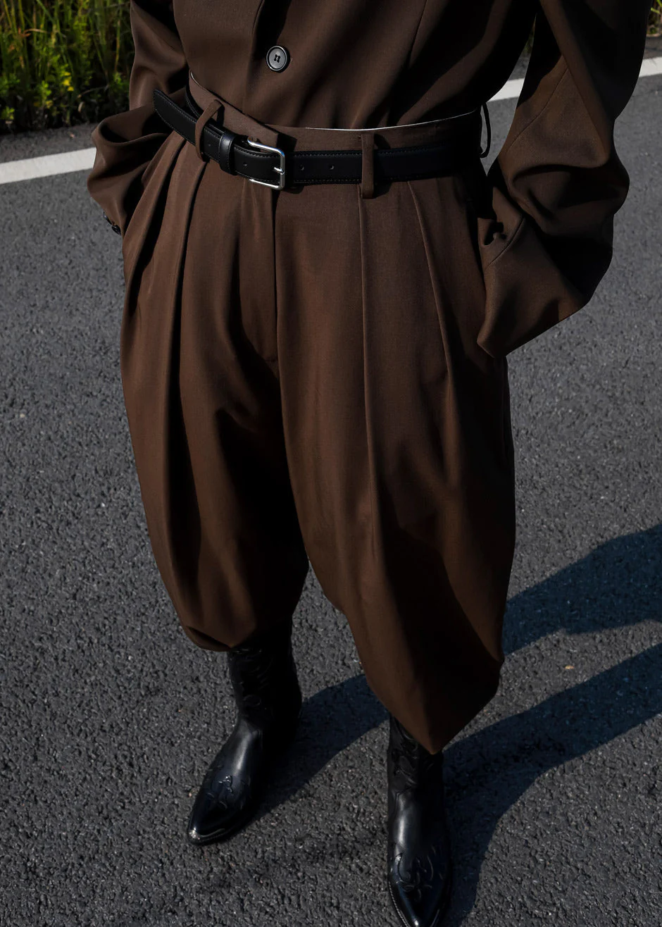 Tansy Pleated Trousers - Chocolate - Image 9