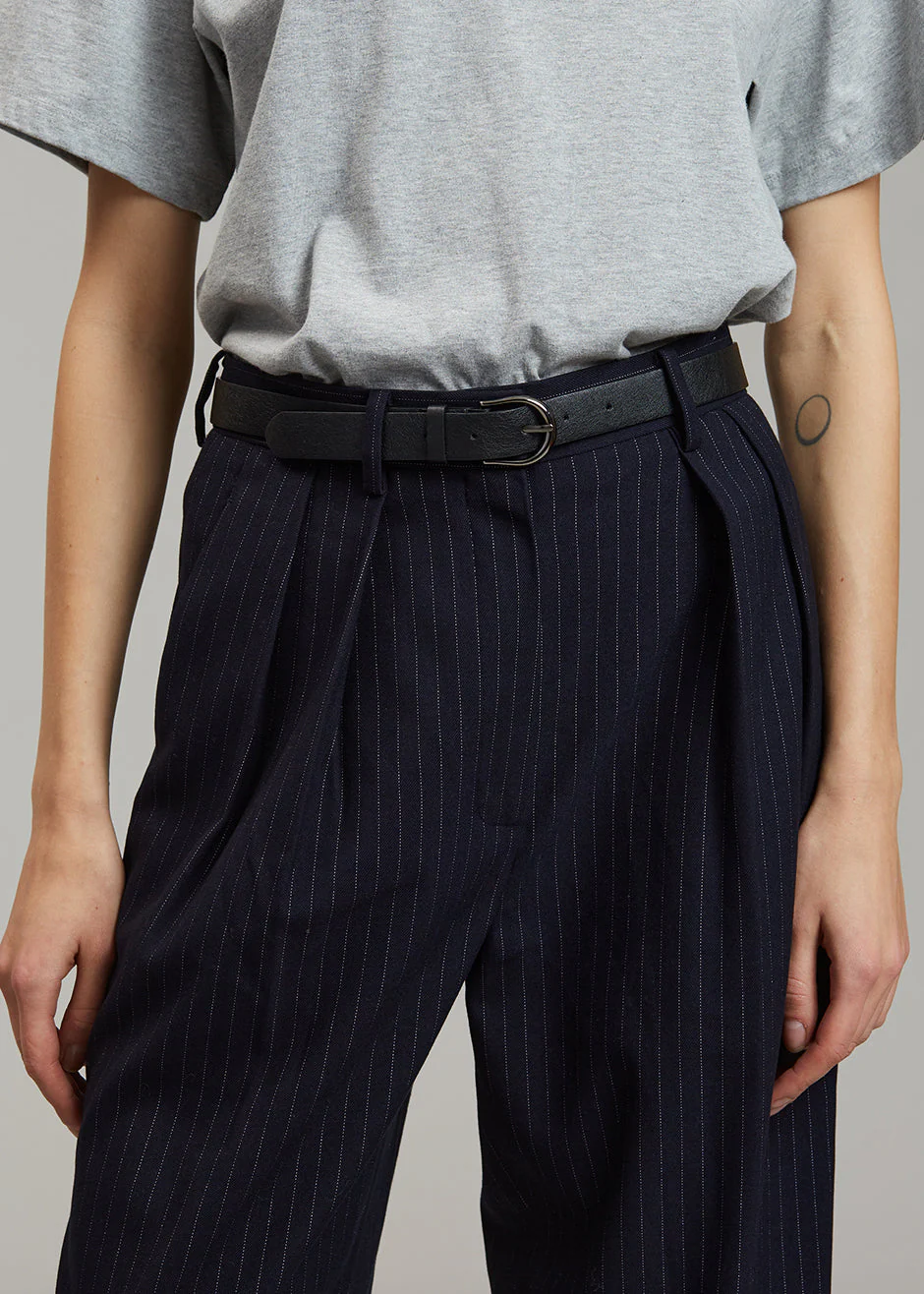 Tansy Pleated Trousers - Navy Pinstripe - Image 4