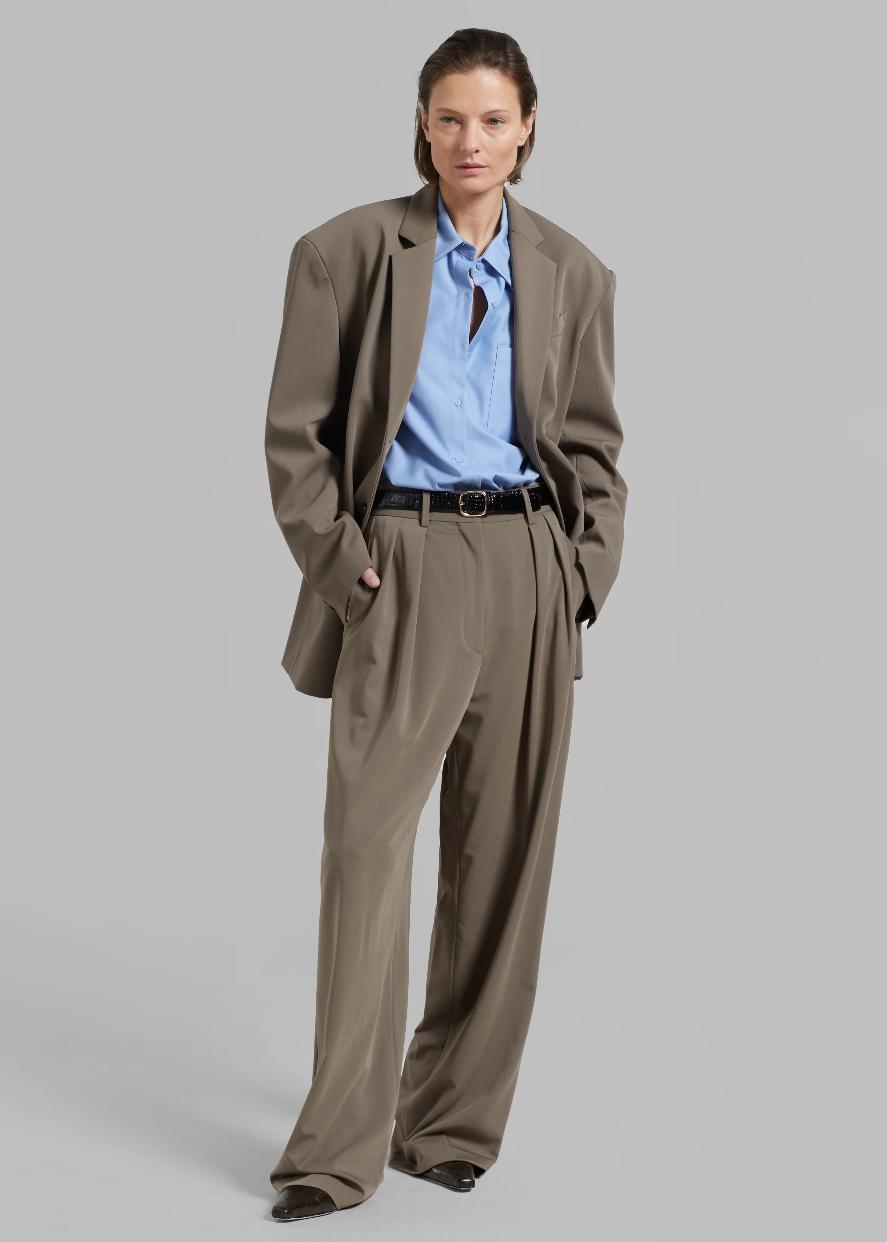 Tansy Pleated Trousers - Olive - Image 10