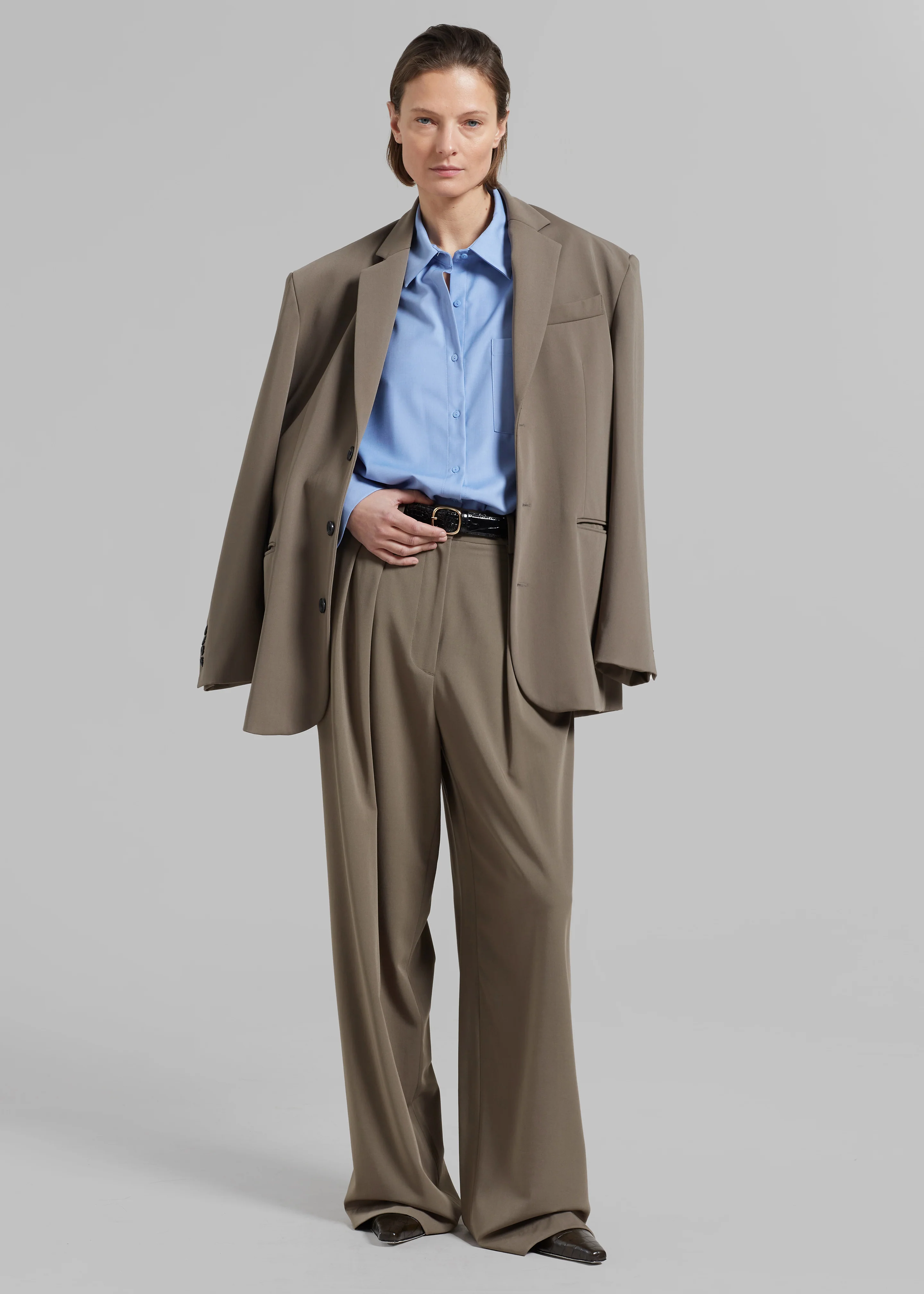 Tansy Pleated Trousers - Olive - Image 11
