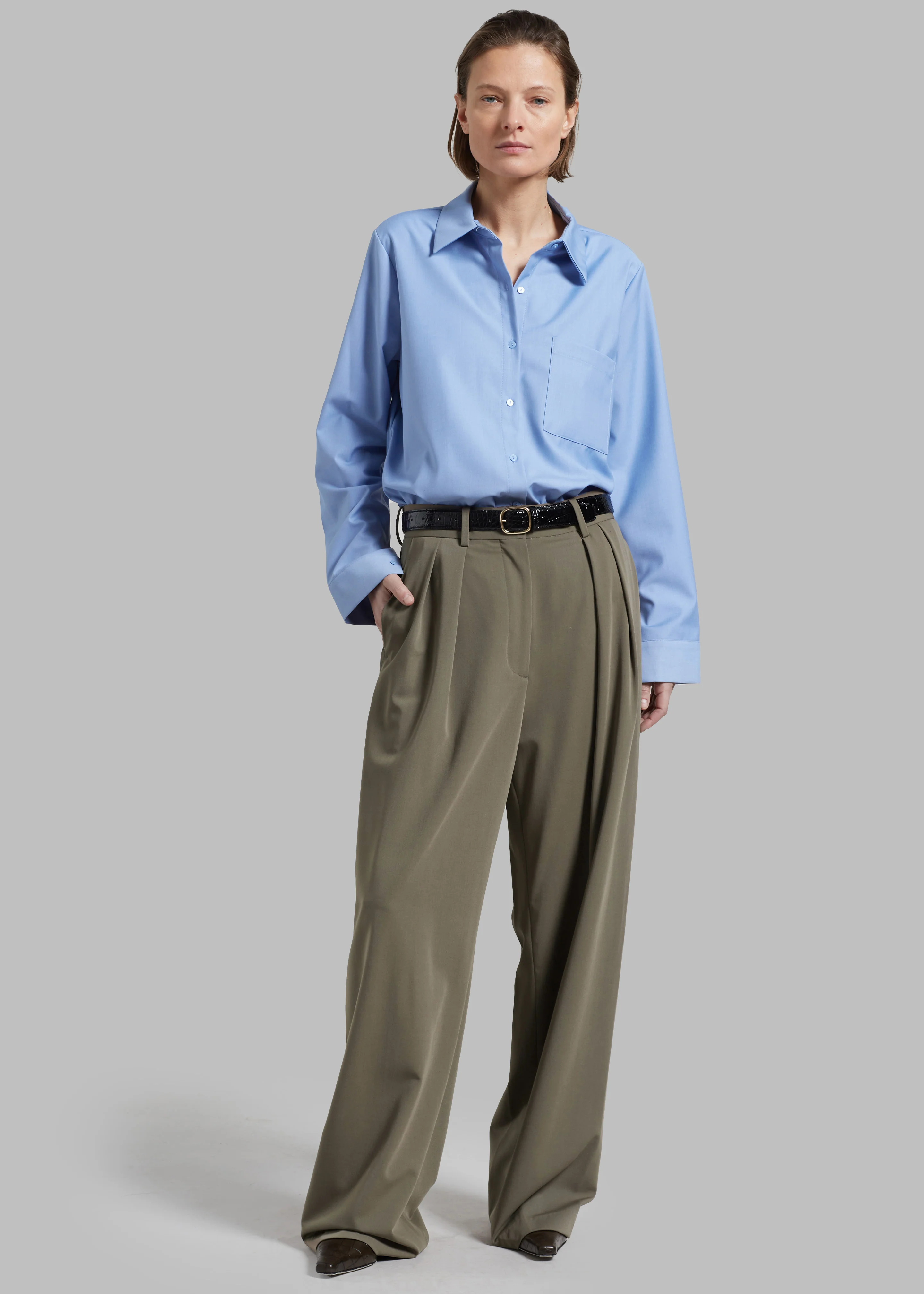 Tansy Pleated Trousers - Olive - Image 7