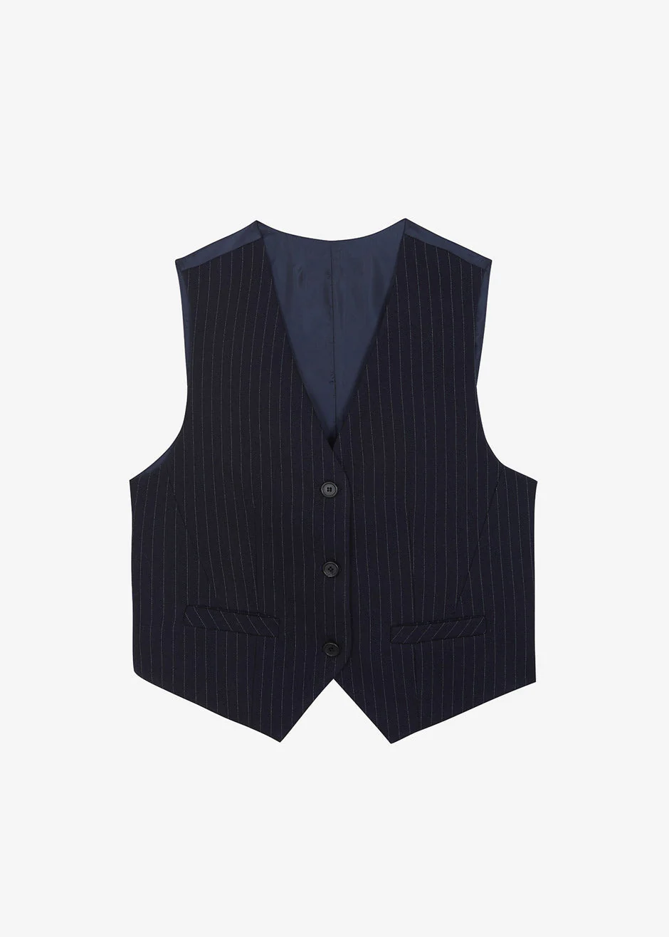 Tansy Tailored Vest - Navy Pinstripe - Image 12