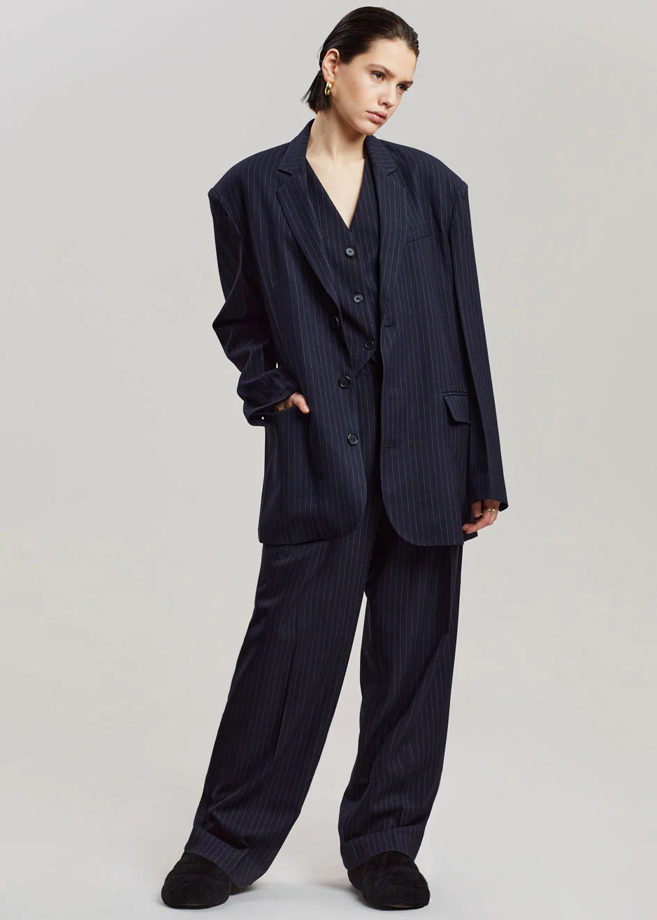 Tansy Tailored Vest - Navy Pinstripe - Image 5
