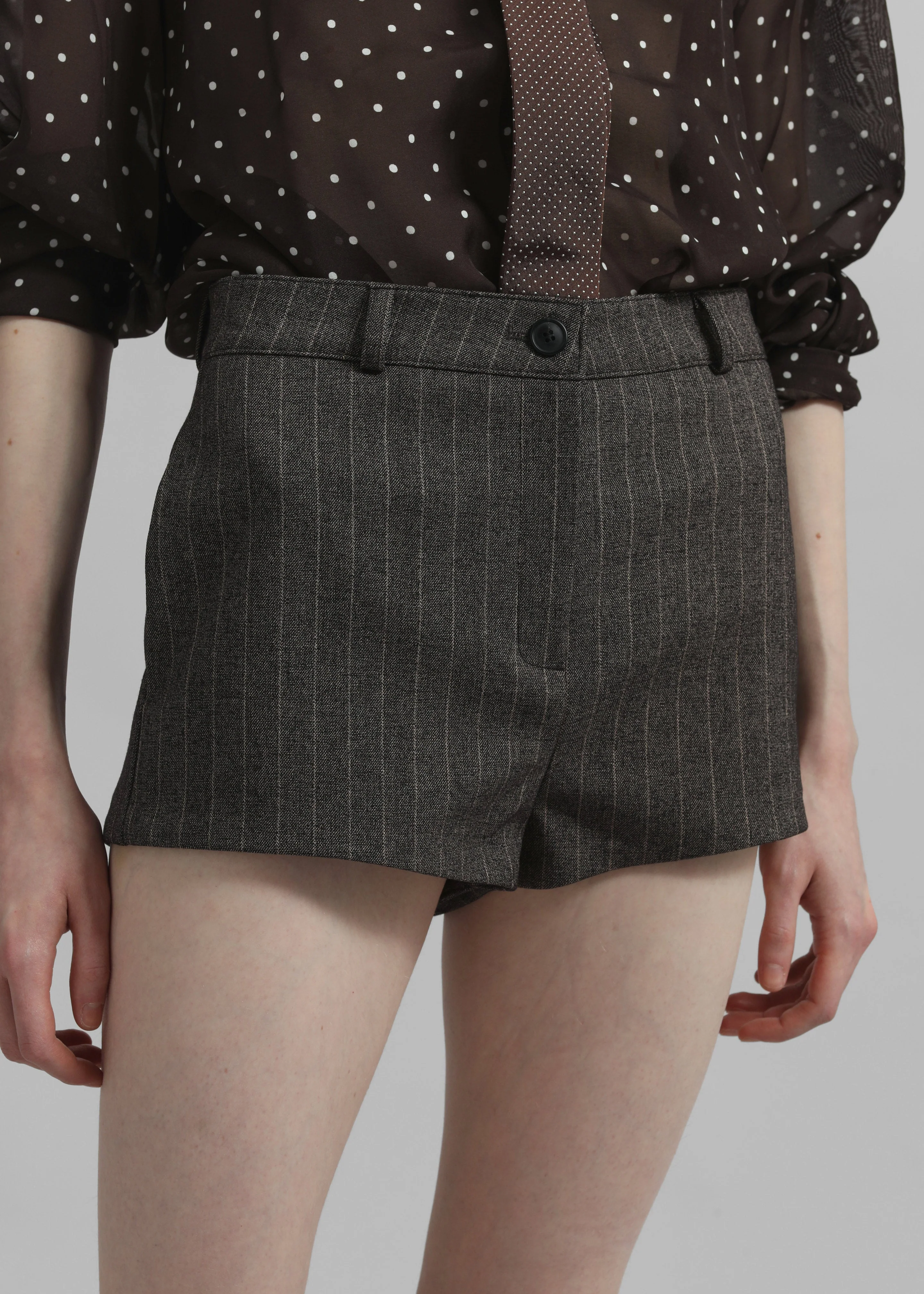Tenby Striped Hot Pants - Brown Melange - Image 2
