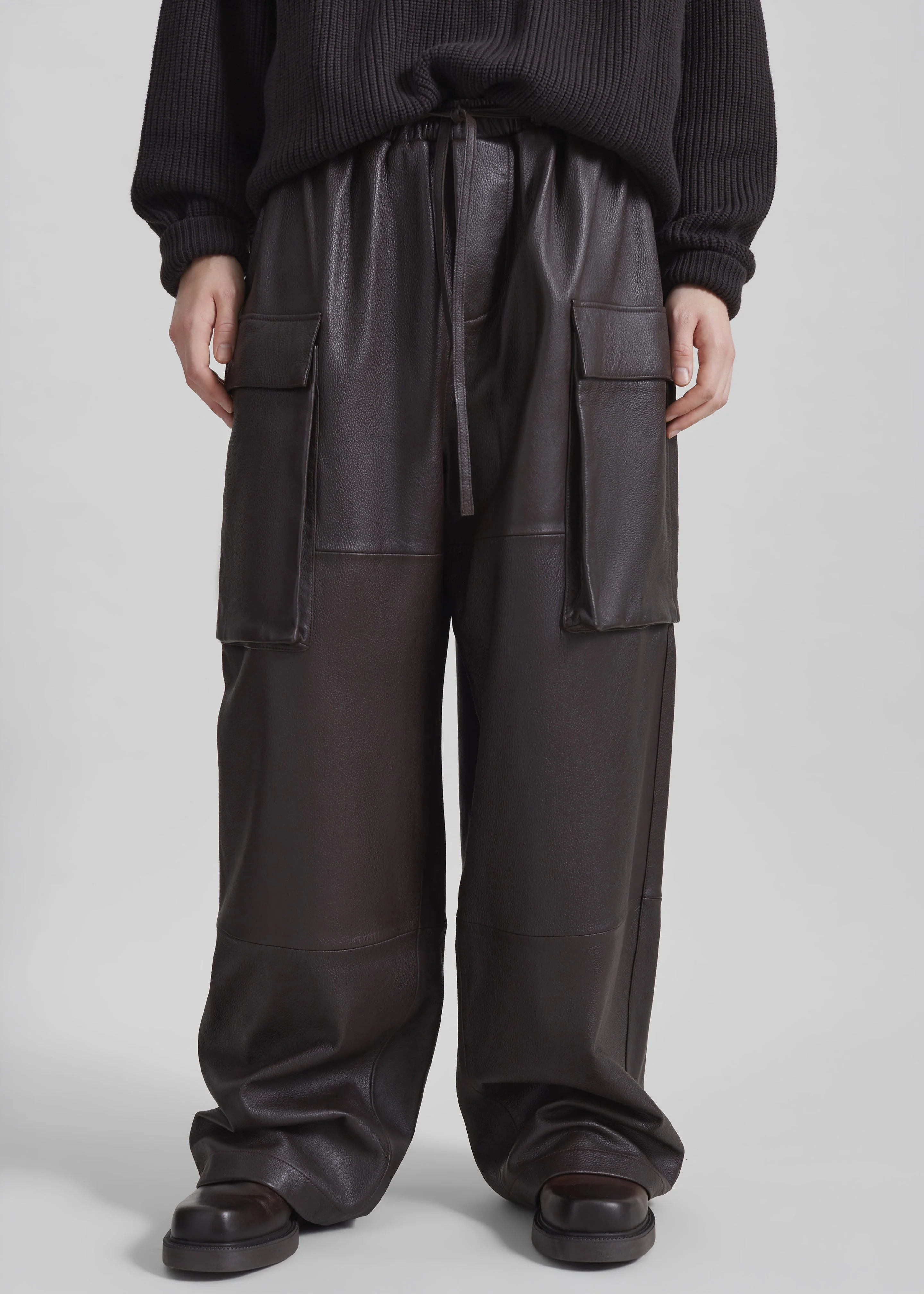 Tom Leather Cargo Pants - Vintage Brown - Image 5