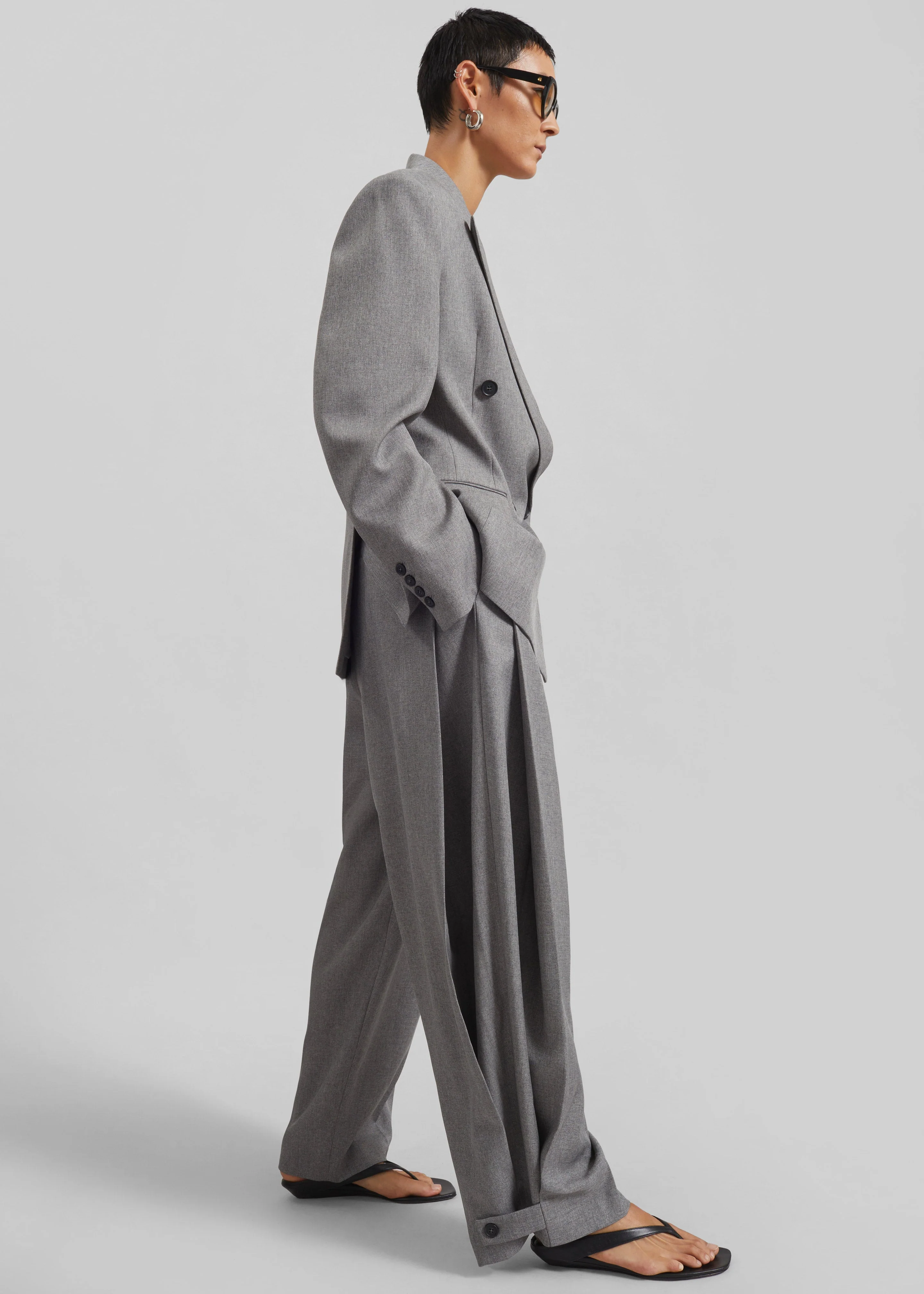 Vallsta Tailored Trousers - Grey Melange - Image 3