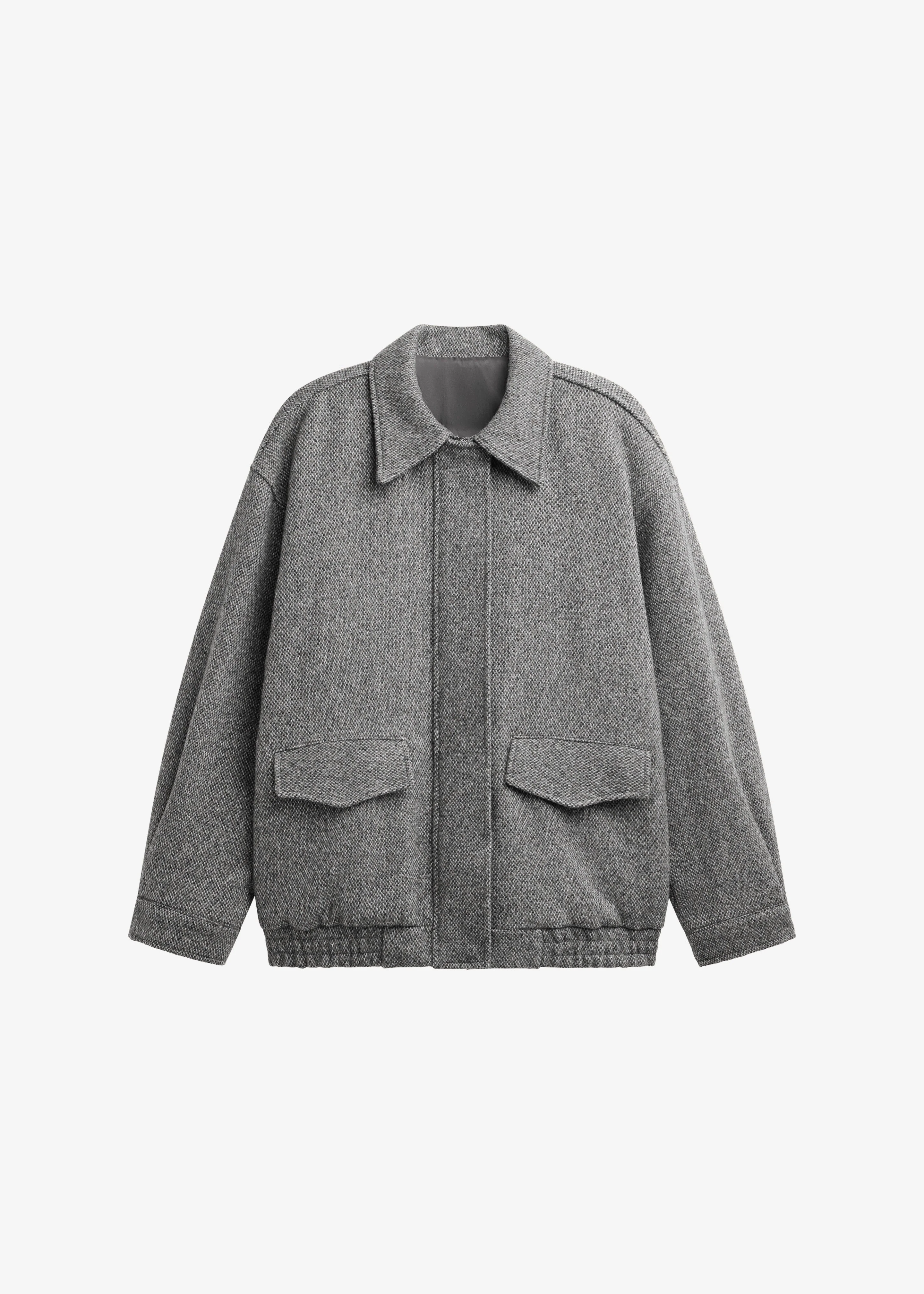 Vanves Wool Blouson Jacket - Grey Melange - Image 7