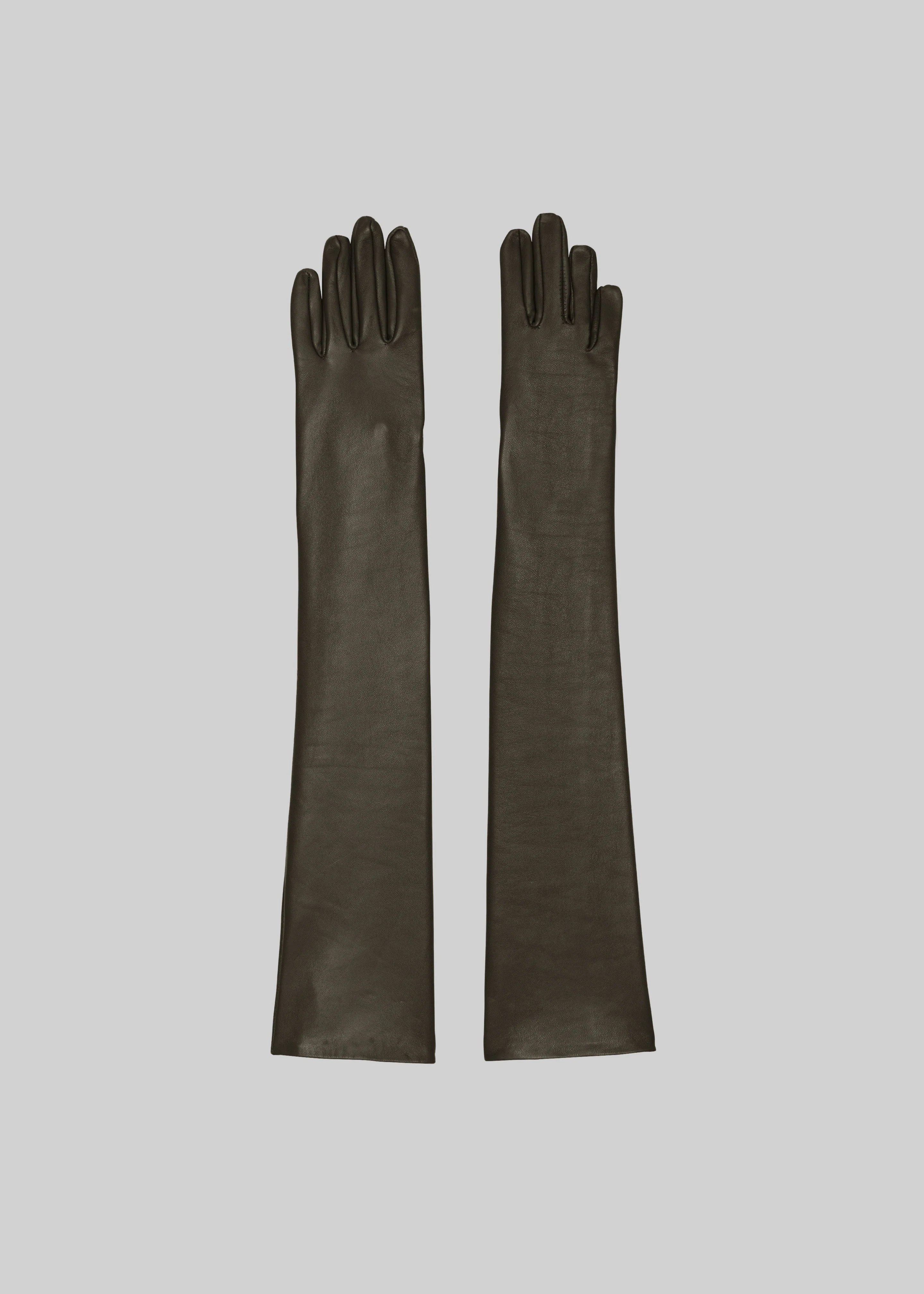 Veneto Long Leather Gloves - Dark Olive