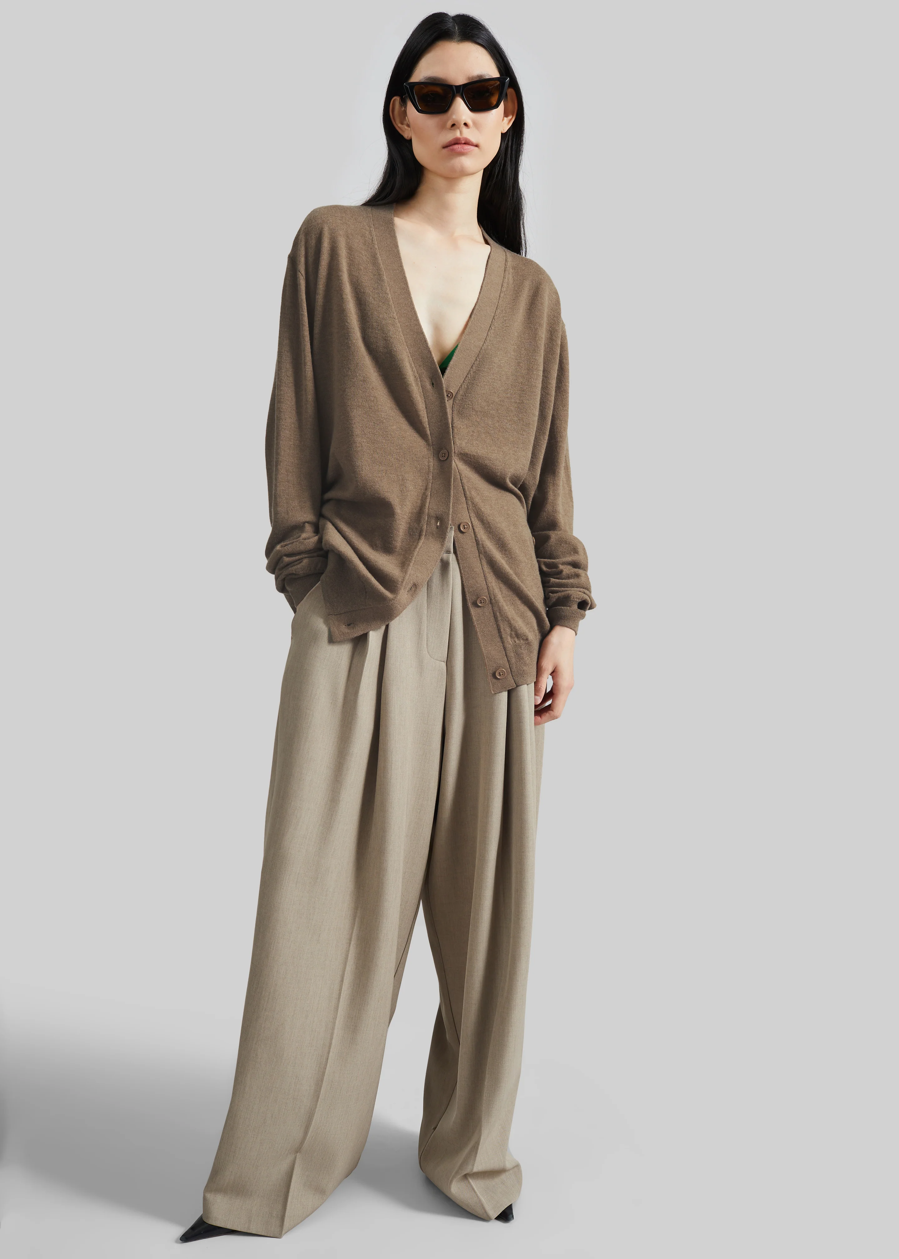 Venlo Pleated Trousers - Beige - Image 5