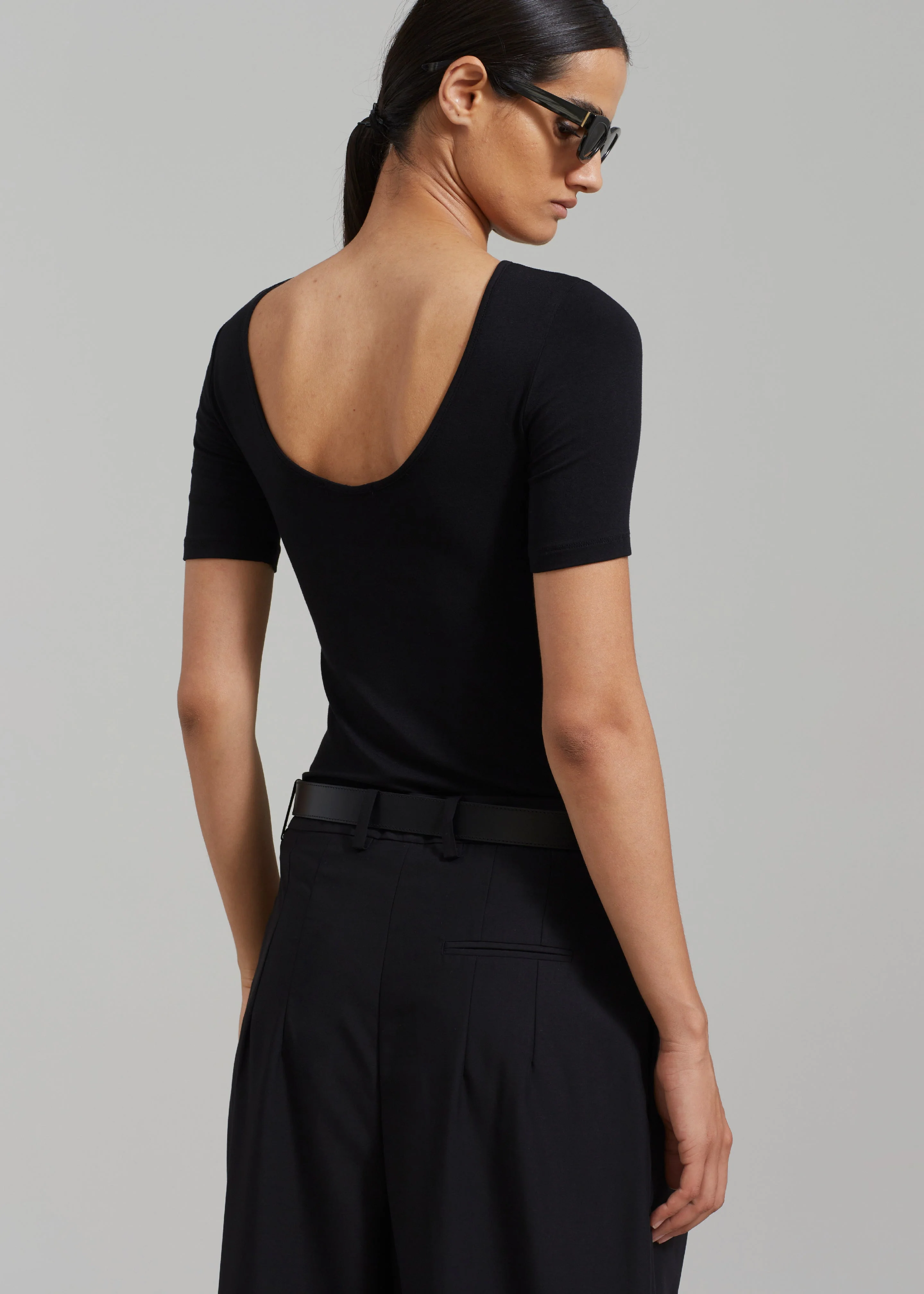 Vera Scoop Back Shirt - Black - Image 5