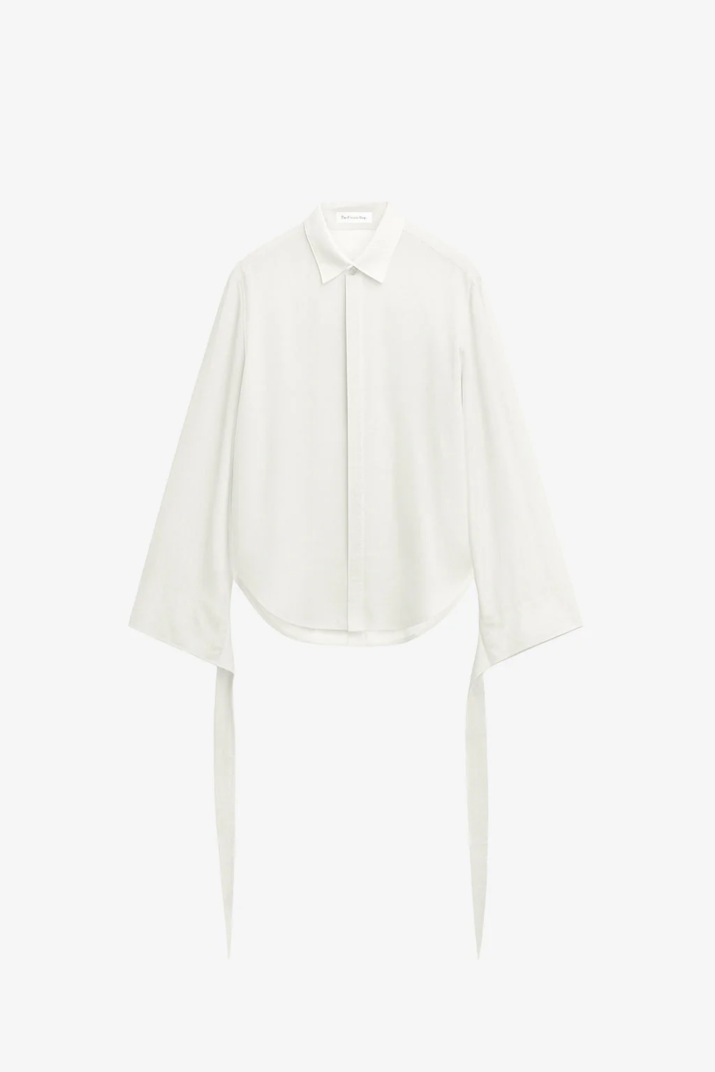 Verlin Sheer Chiffon Tie Cuff Shirt - White - Image 8