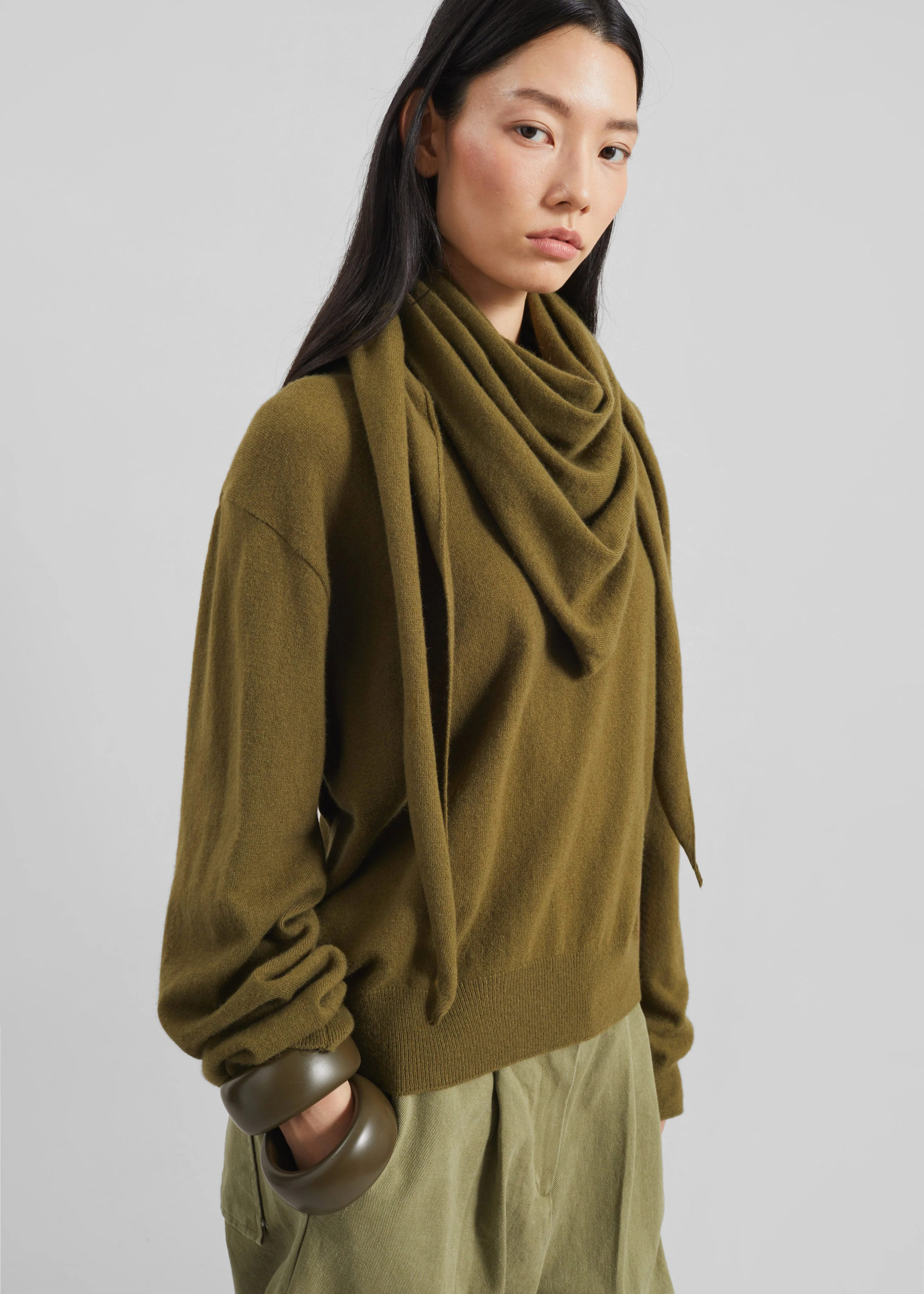 Vermont Scarf Sweater - Olive - Image 6