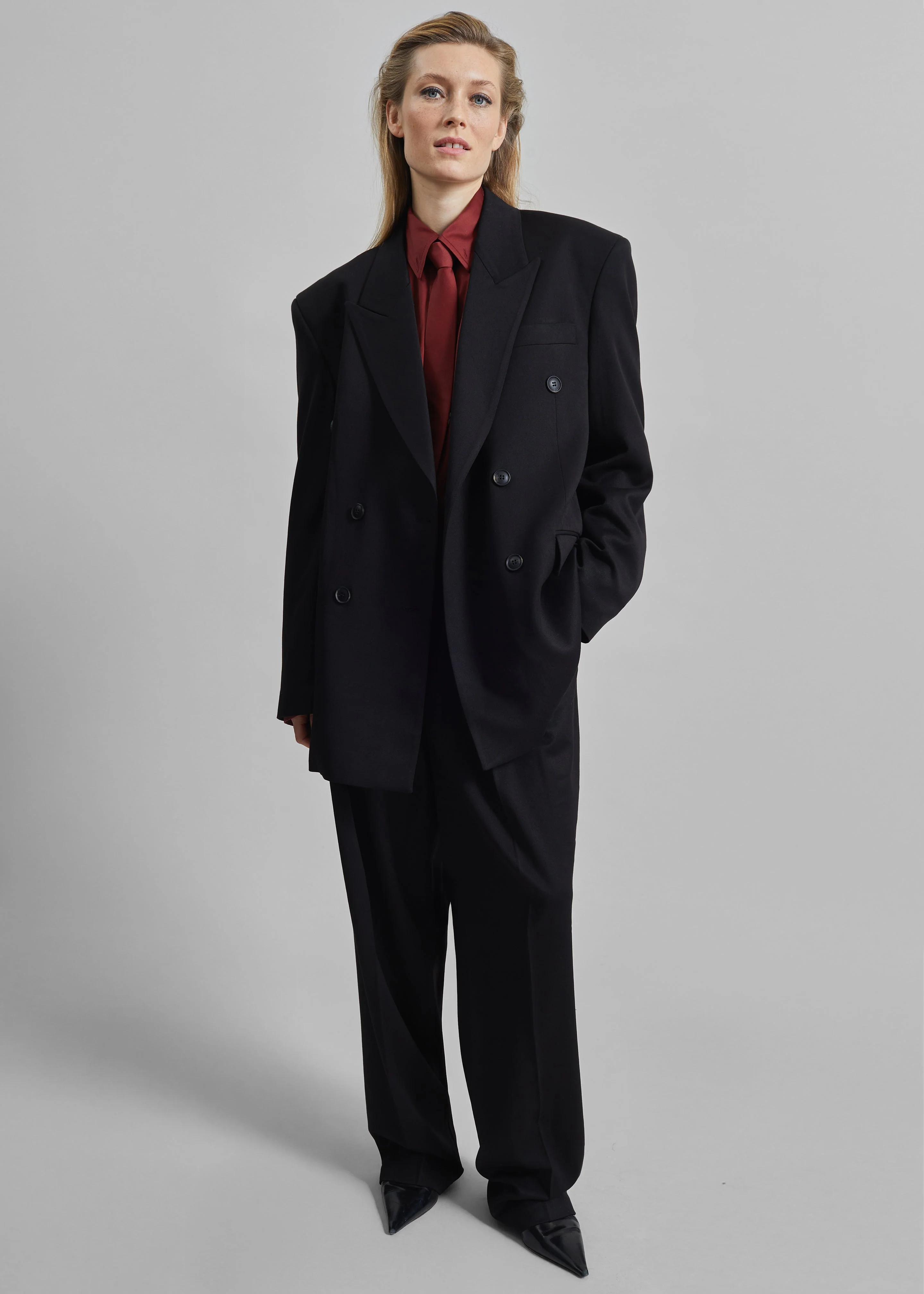 Vester Double-Breasted Blazer - Black - Image 2