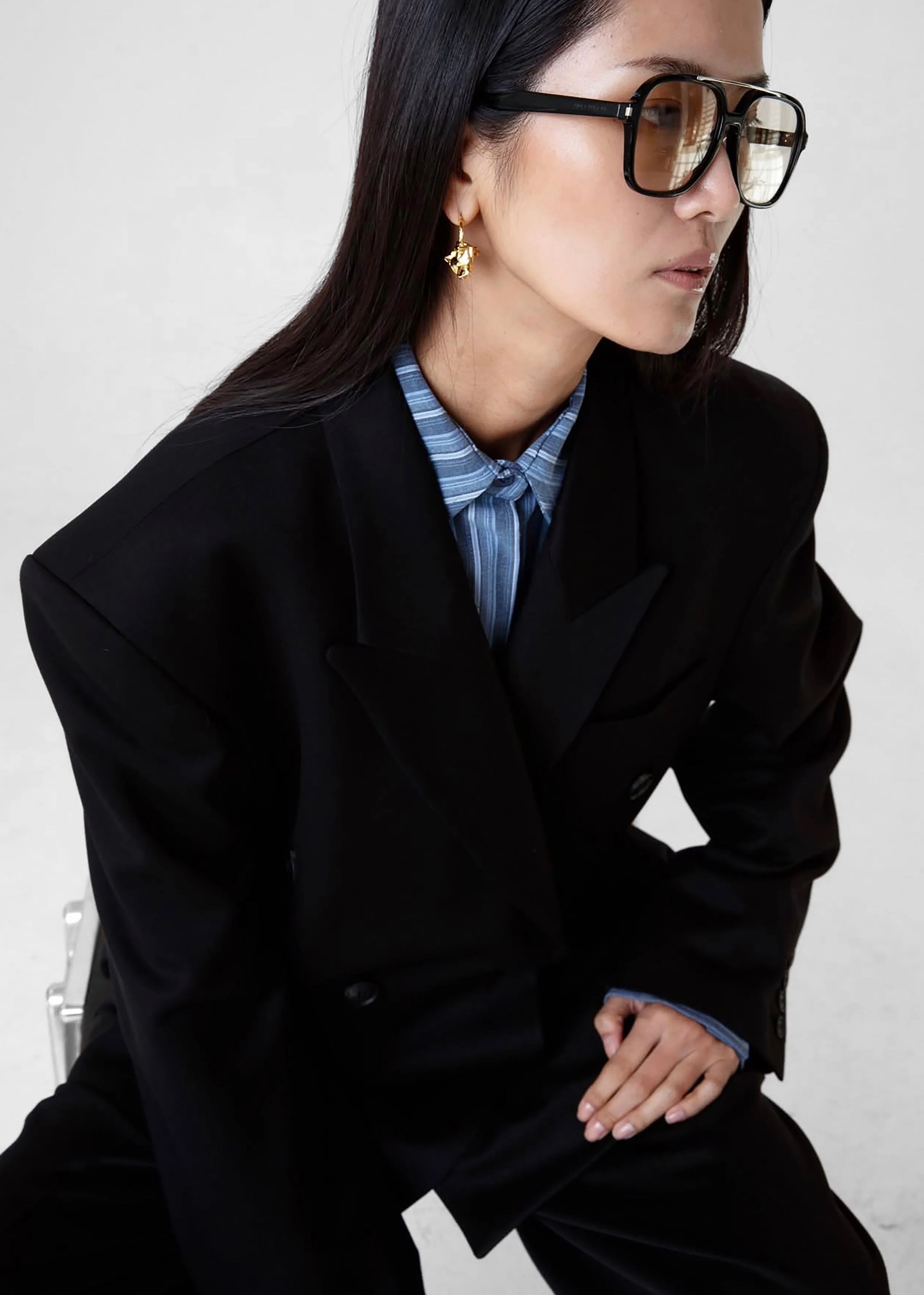 Vester Double-Breasted Blazer - Black - Image 3
