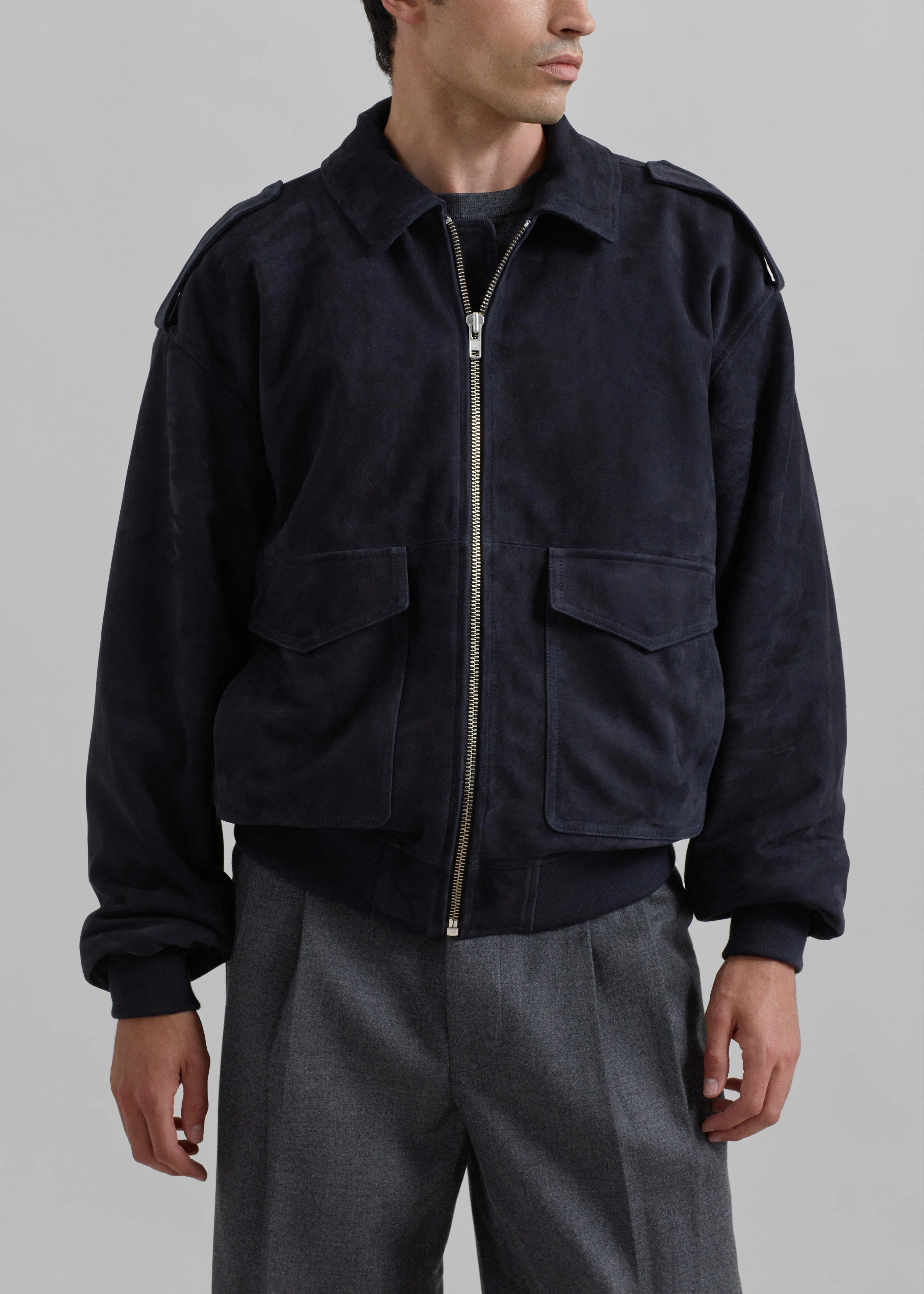 Viper Suede Jacket - Navy - Image 7