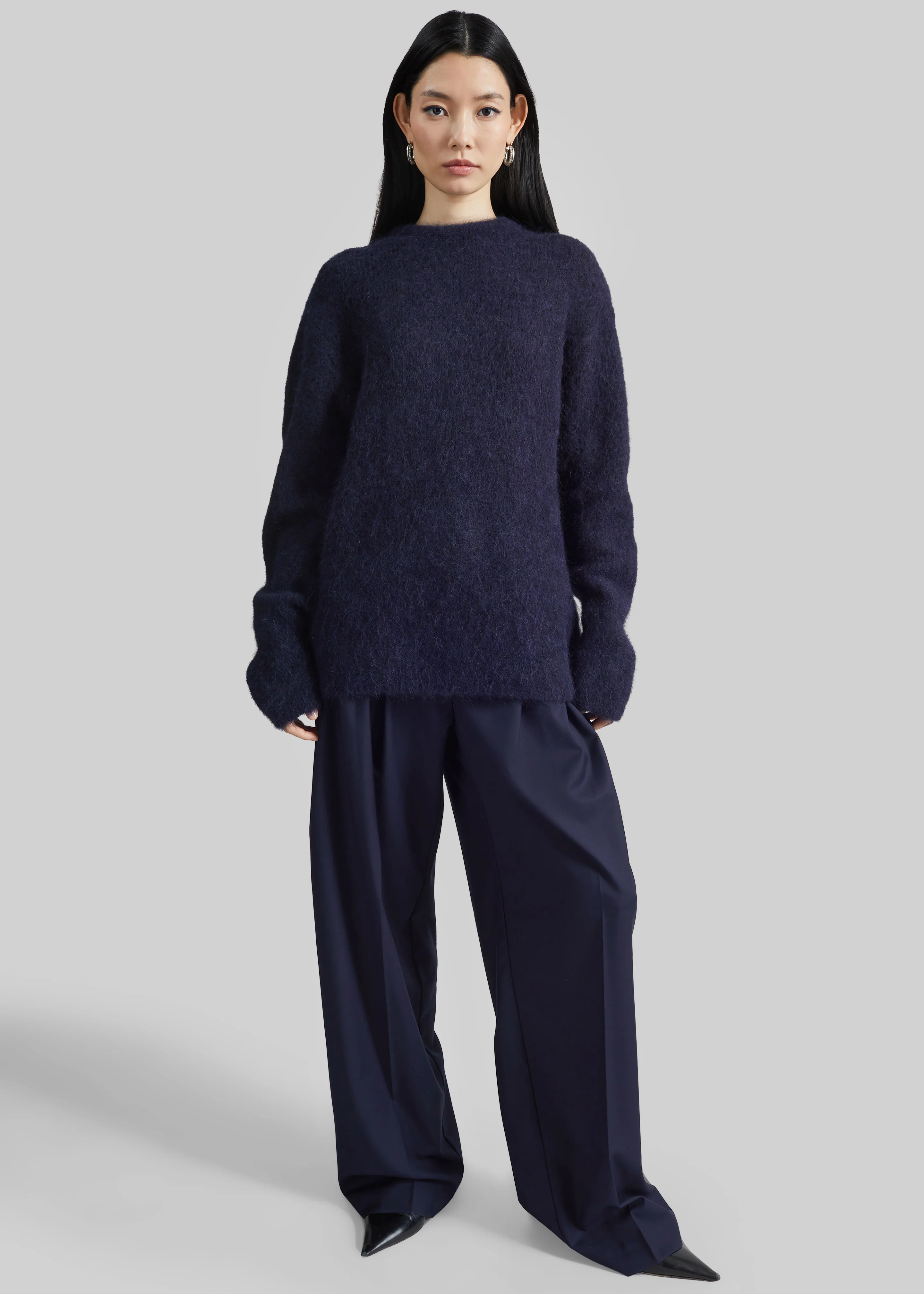 Willy Alpaca Knit Sweater - Navy - Image 3