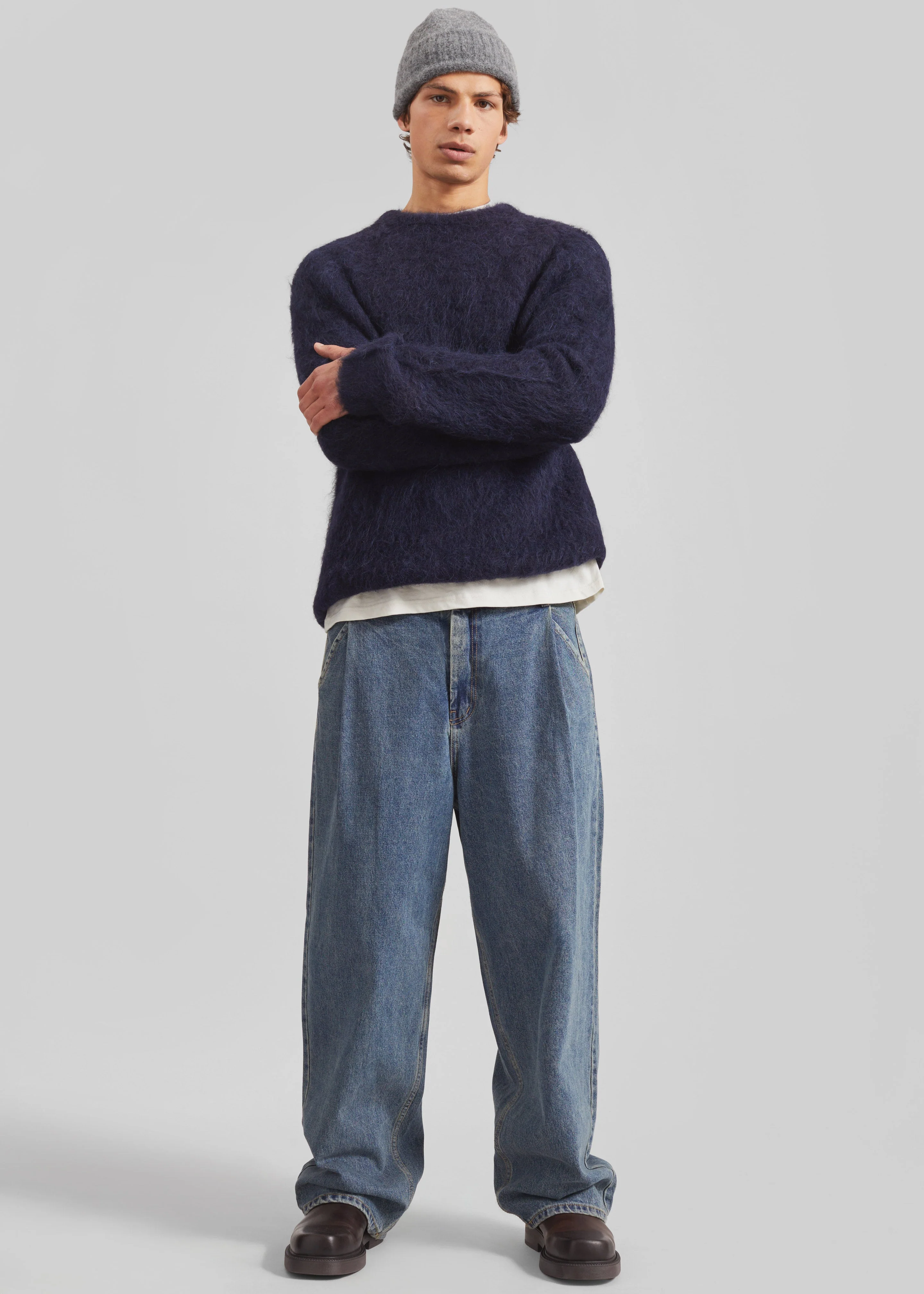 Willy Alpaca Knit Sweater - Navy - Image 6