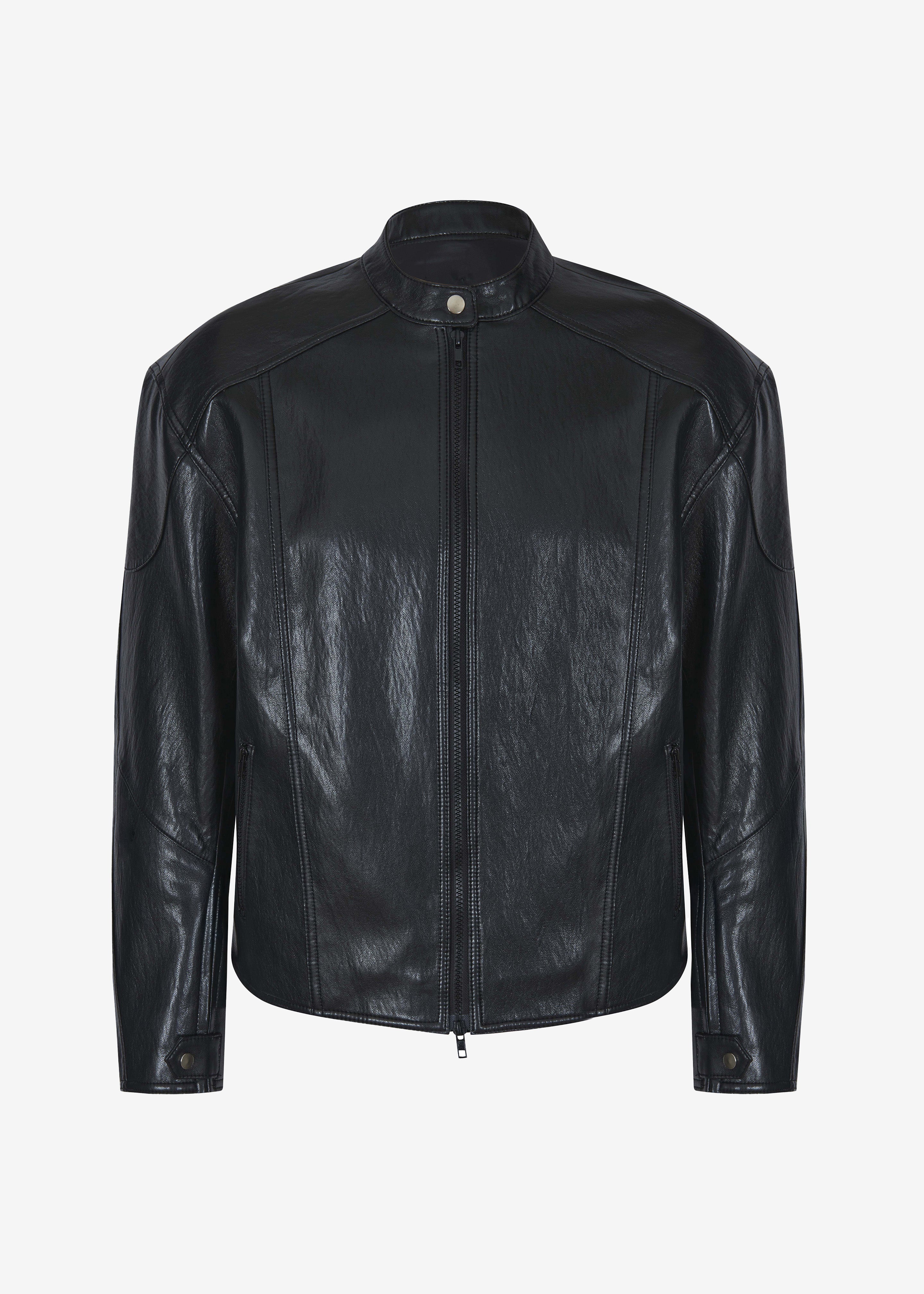 Wismar Faux Leather Jacket - Black - Image 8