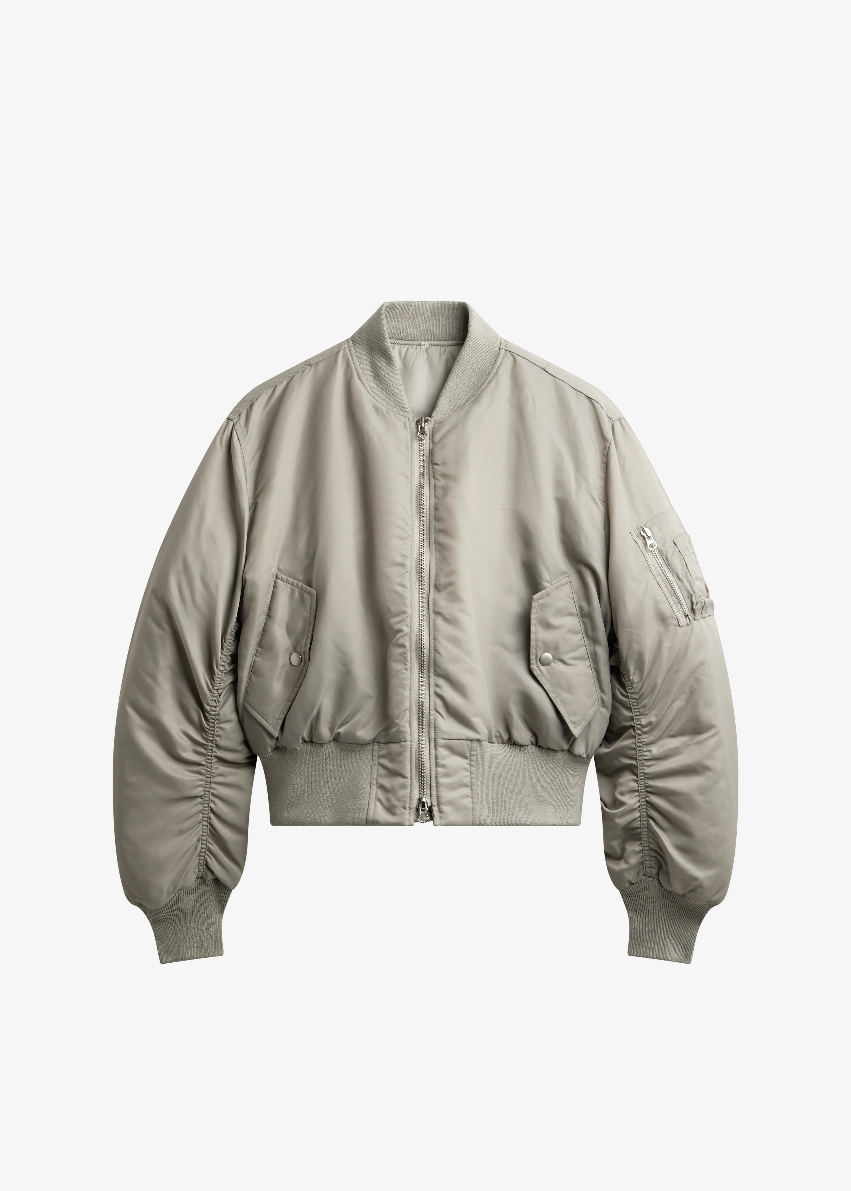 Zernez Cropped Bomber Jacket - Stone - Image 7