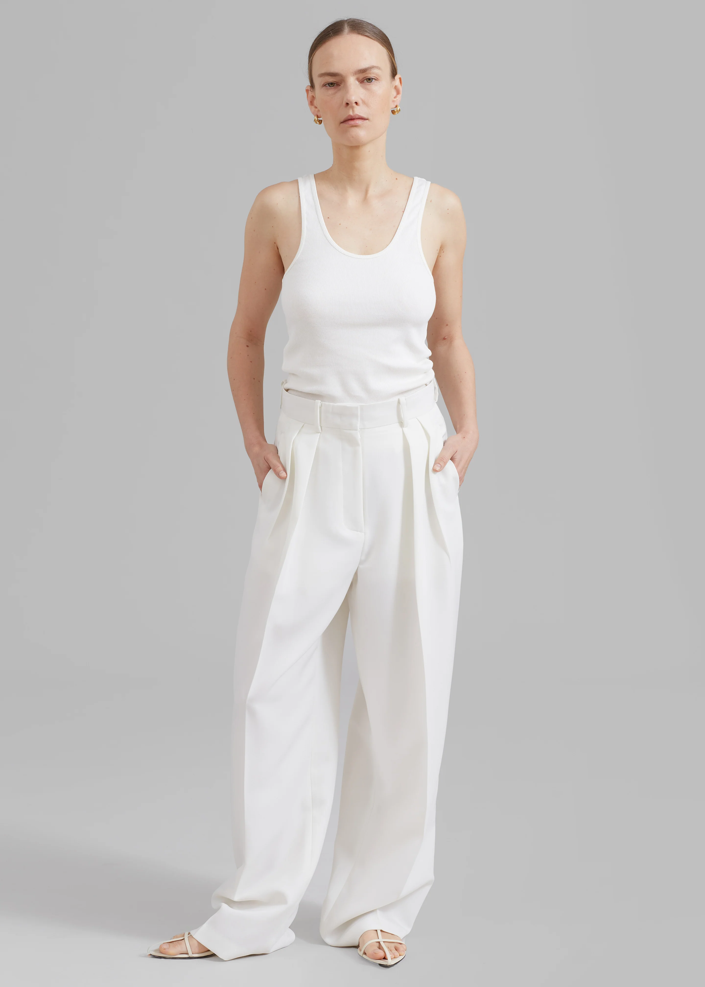 Zia Pintuck Trousers - White - Image 4